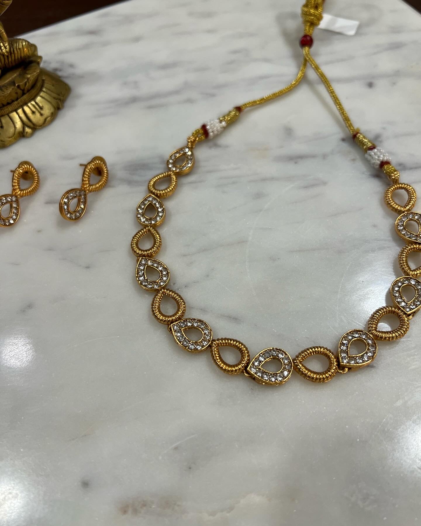 Gold Plated Necklace with Earring Set