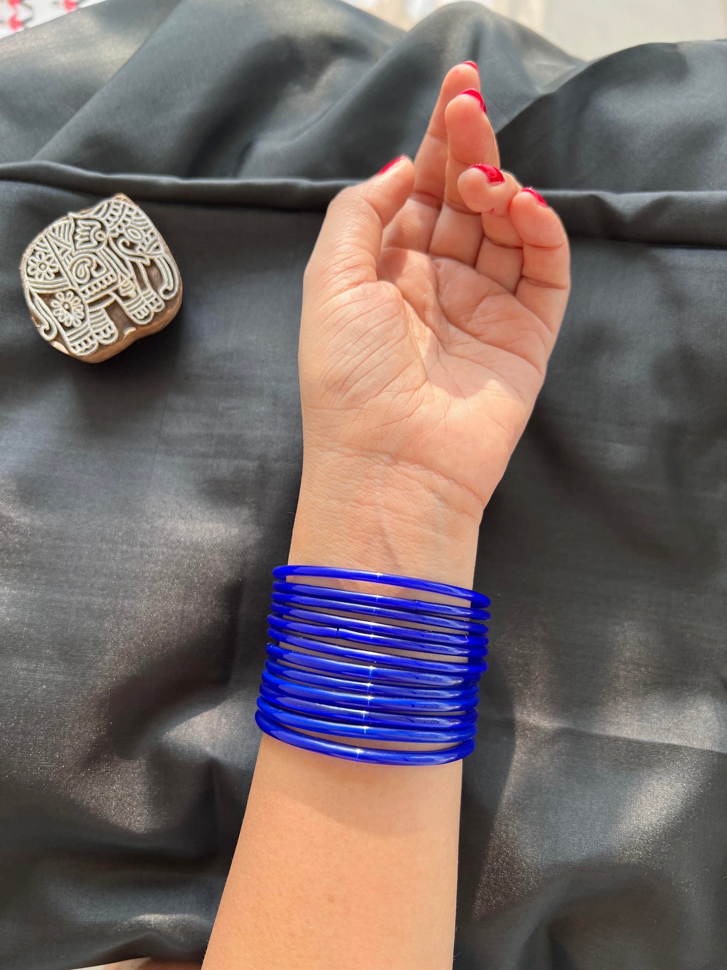 Blue Kuppivala / Glass Bangles (Pack of 12)
