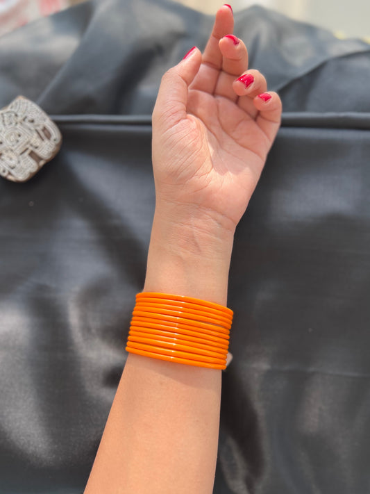 Orange Kuppivala / Glass Bangles (Pack of 6)