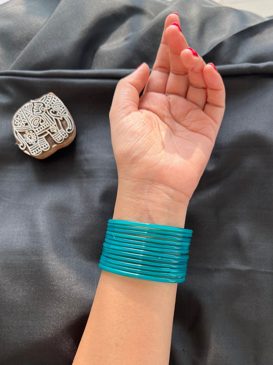 Blue Kuppivala / Glass Bangles (Pack of 12)