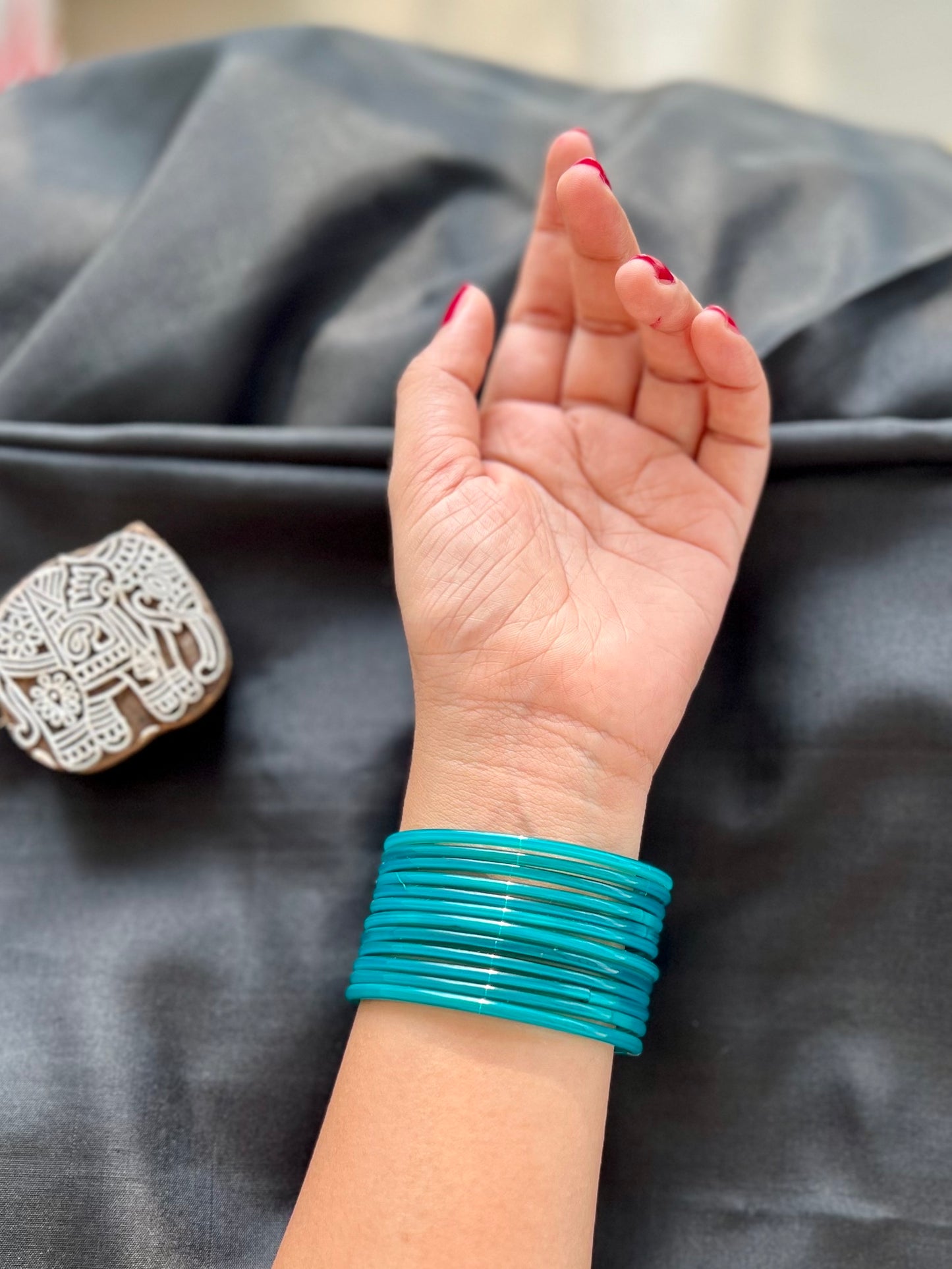 Blue Kuppivala / Glass Bangles (Pack of 24)