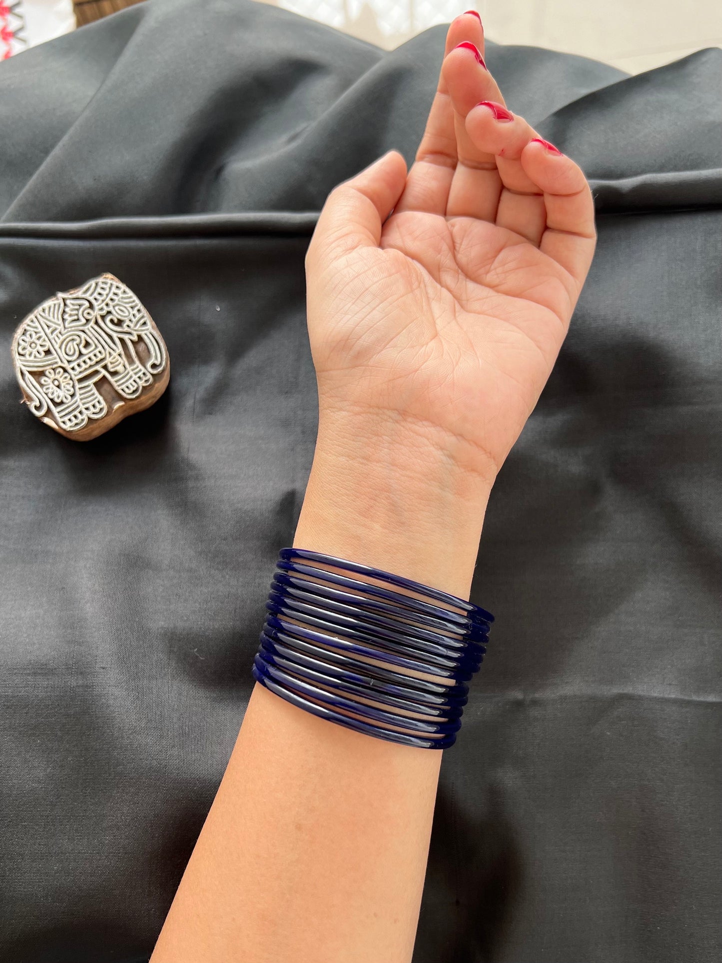 Blue Kuppivala / Glass Bangles (Pack of 12)