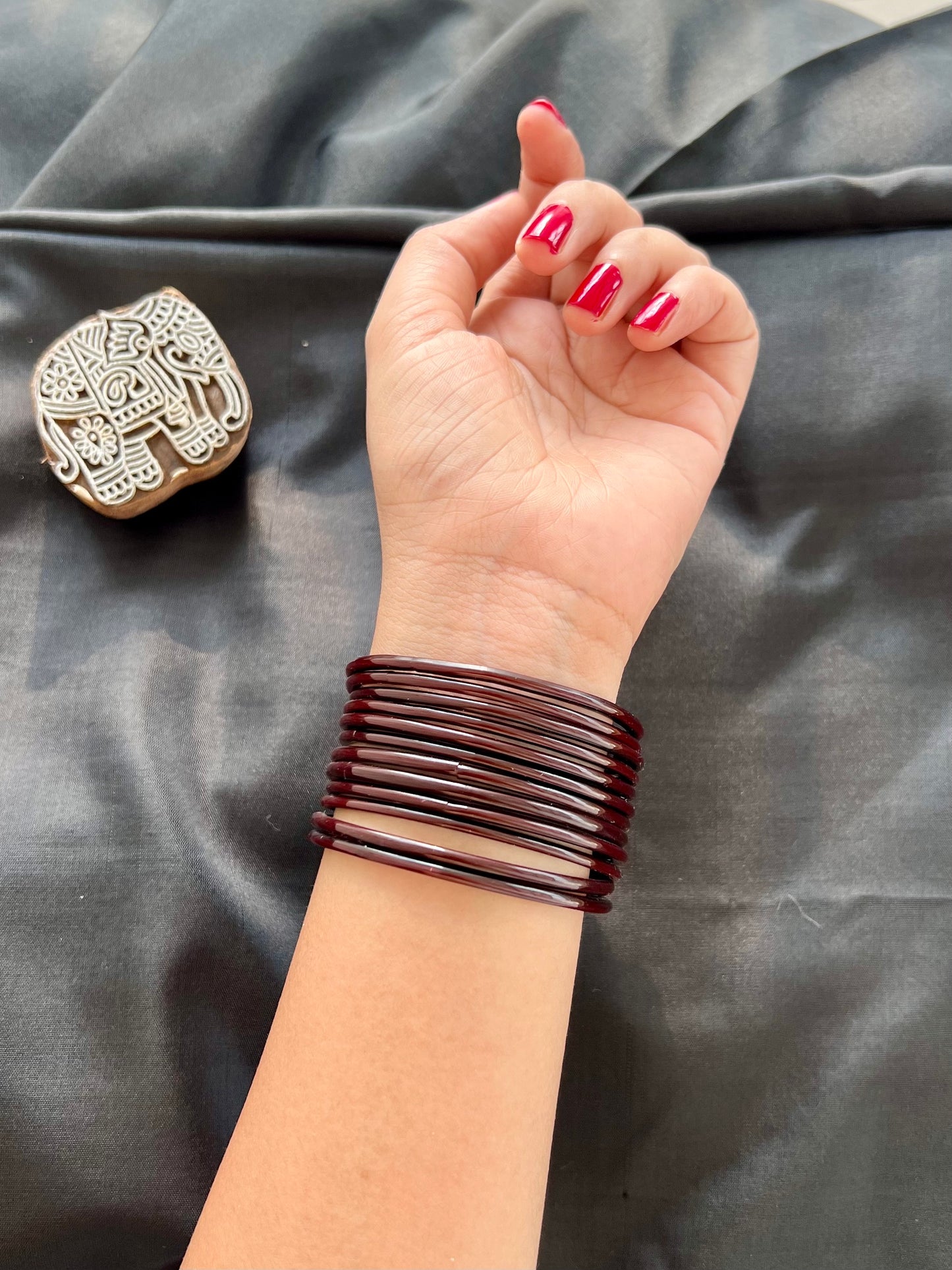 Brown Kuppivala / Glass Bangles (Pack of 12)