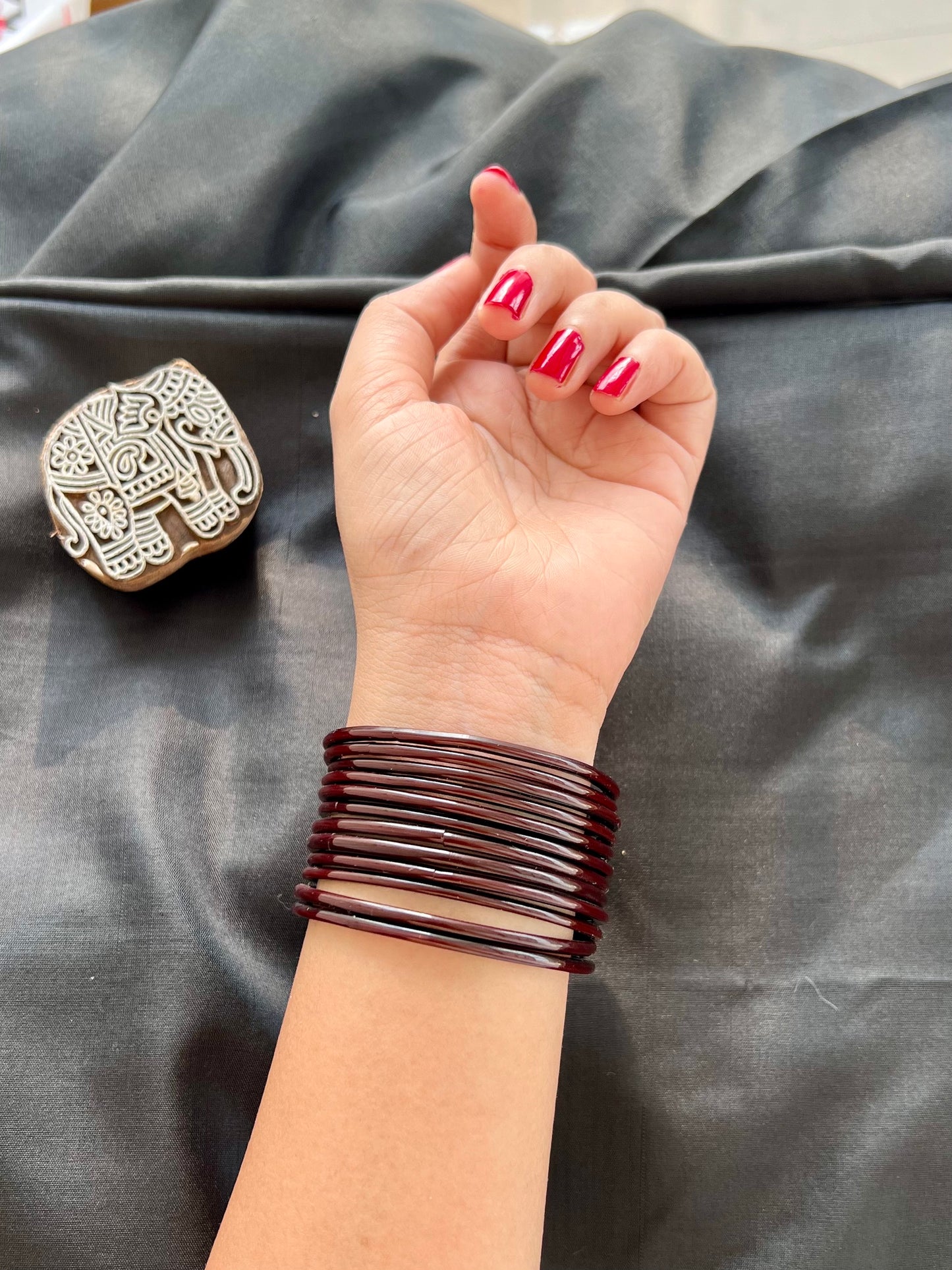 Brown Kuppivala / Glass Bangles (Pack of 12)