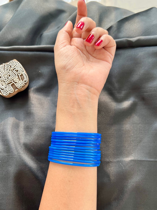 Blue Kuppivala / Glass Bangles (Pack of 12)
