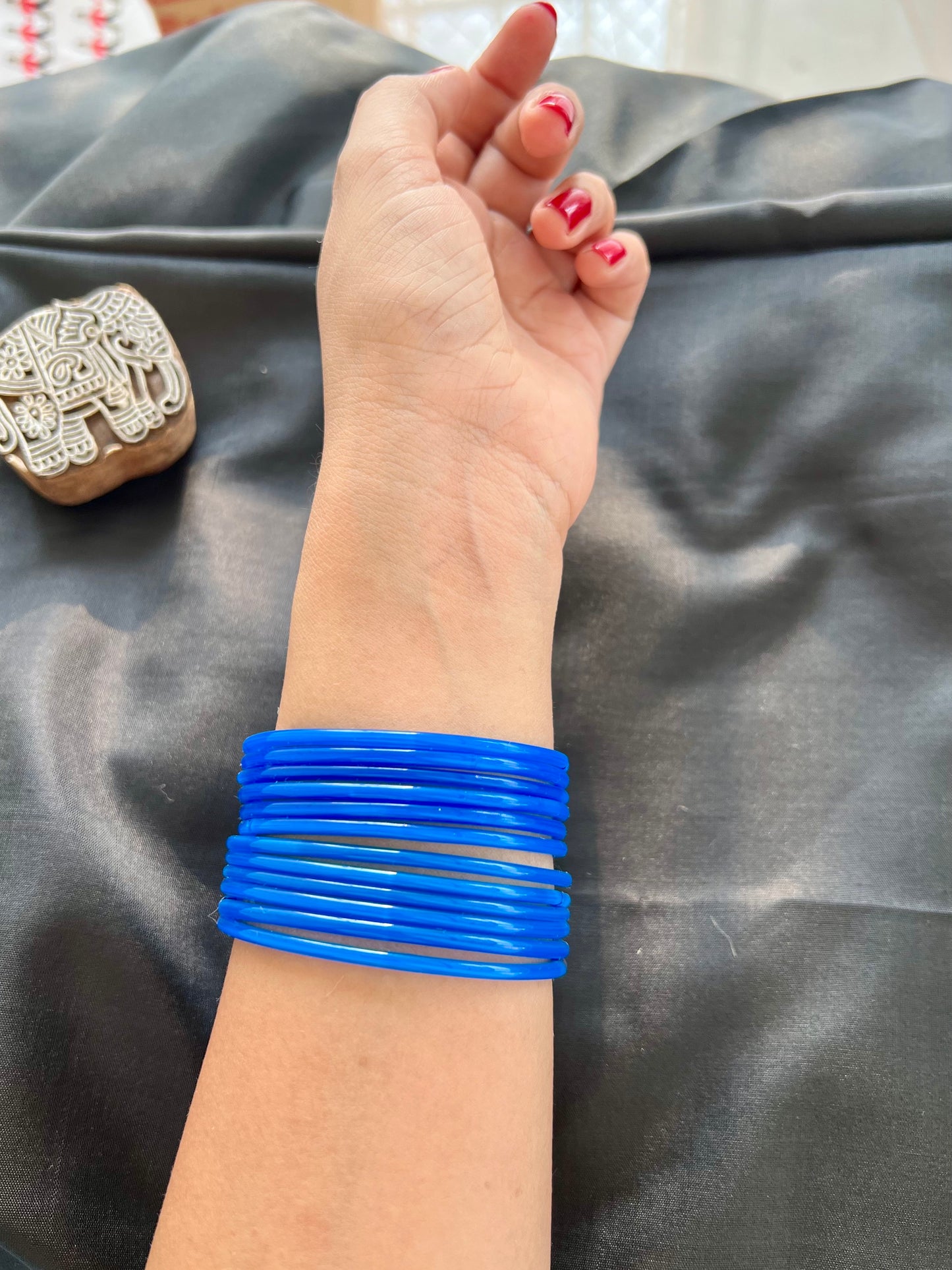 Blue Kuppivala / Glass Bangles (Pack of 12)