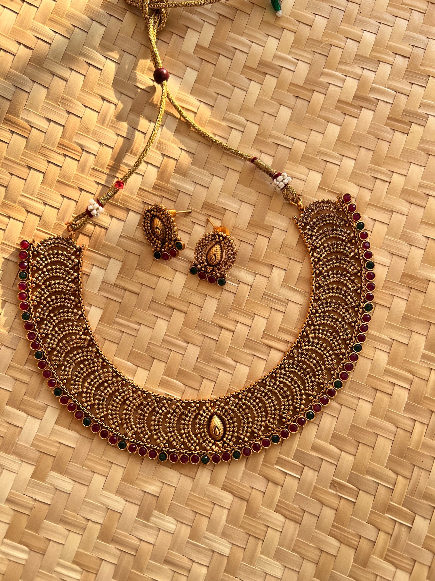 Gold Plated Necklace with Earring