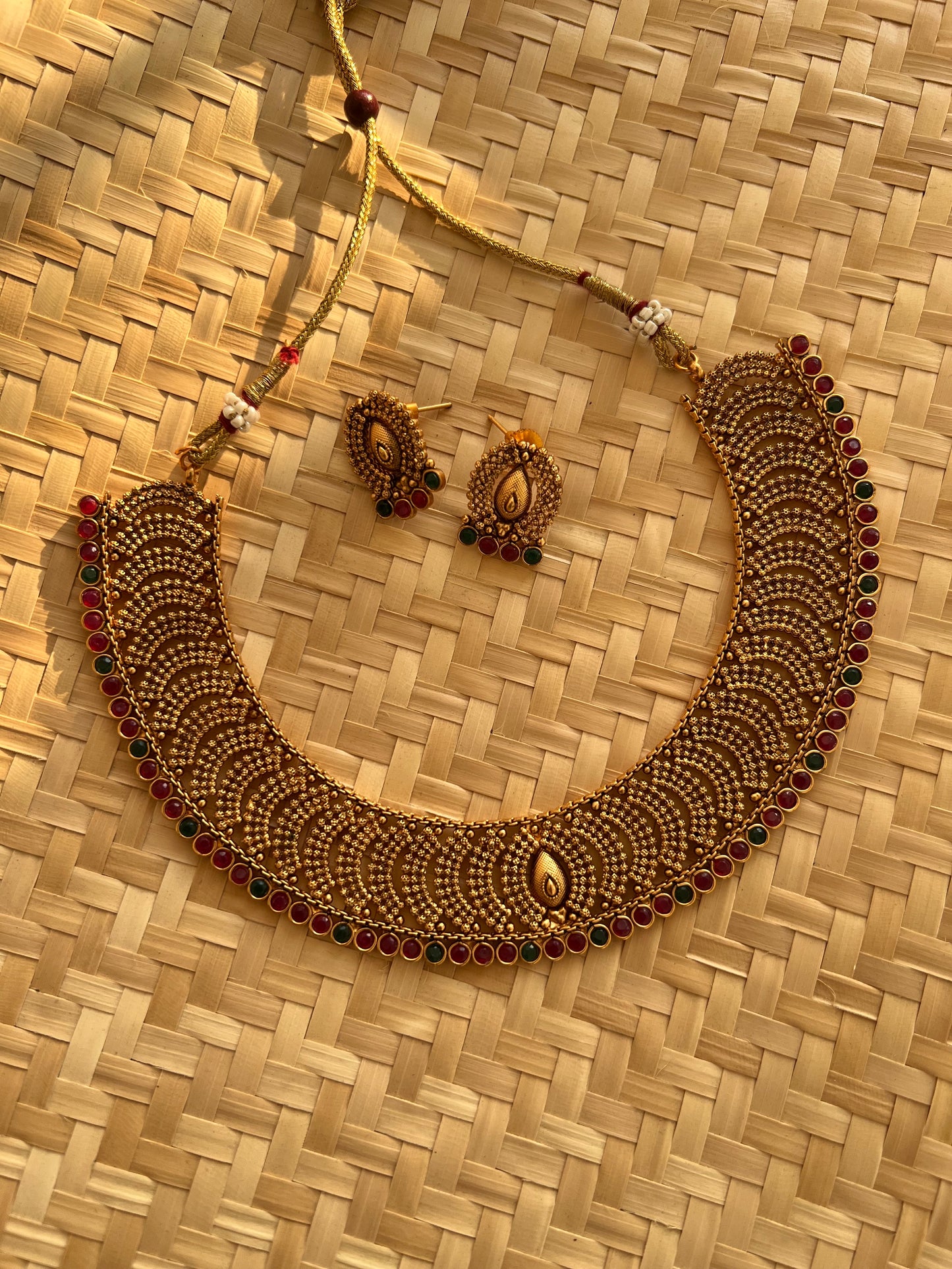 Gold Plated Necklace with Earring