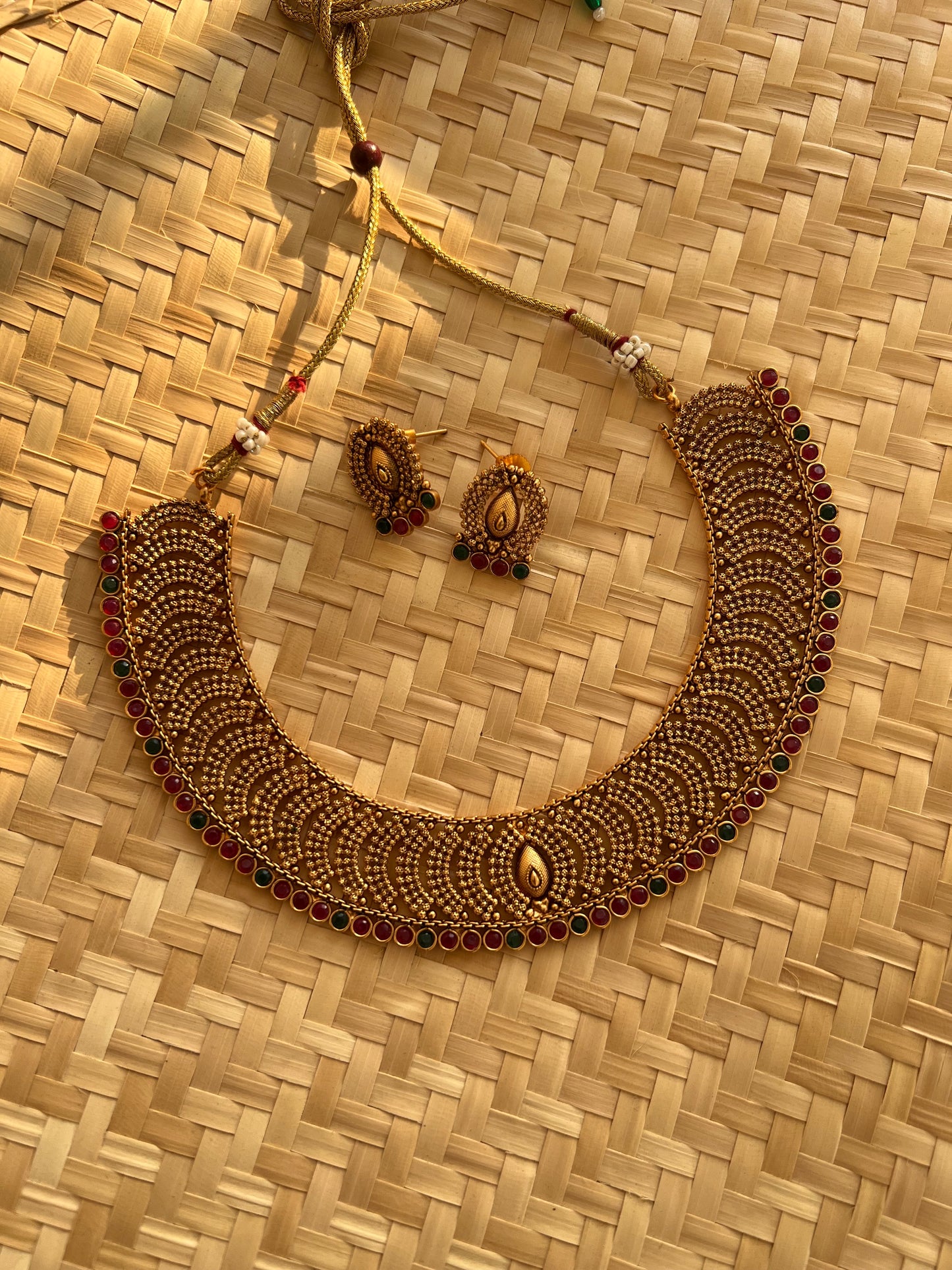 Gold Plated Necklace with Earring