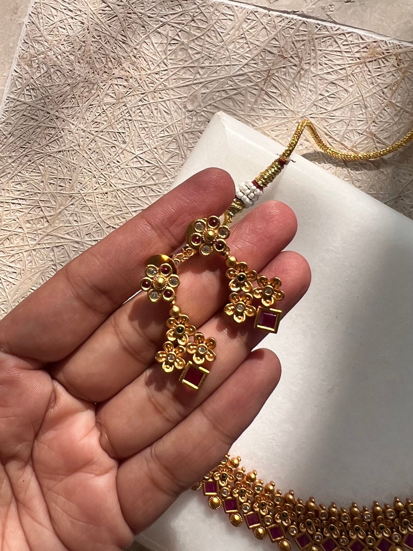 Gold Plated Necklace with Earring Set
