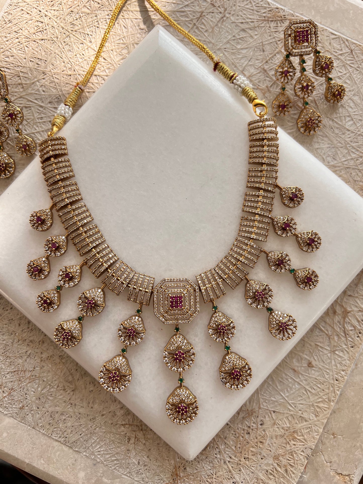 Gold Plated Necklace with Earring Set
