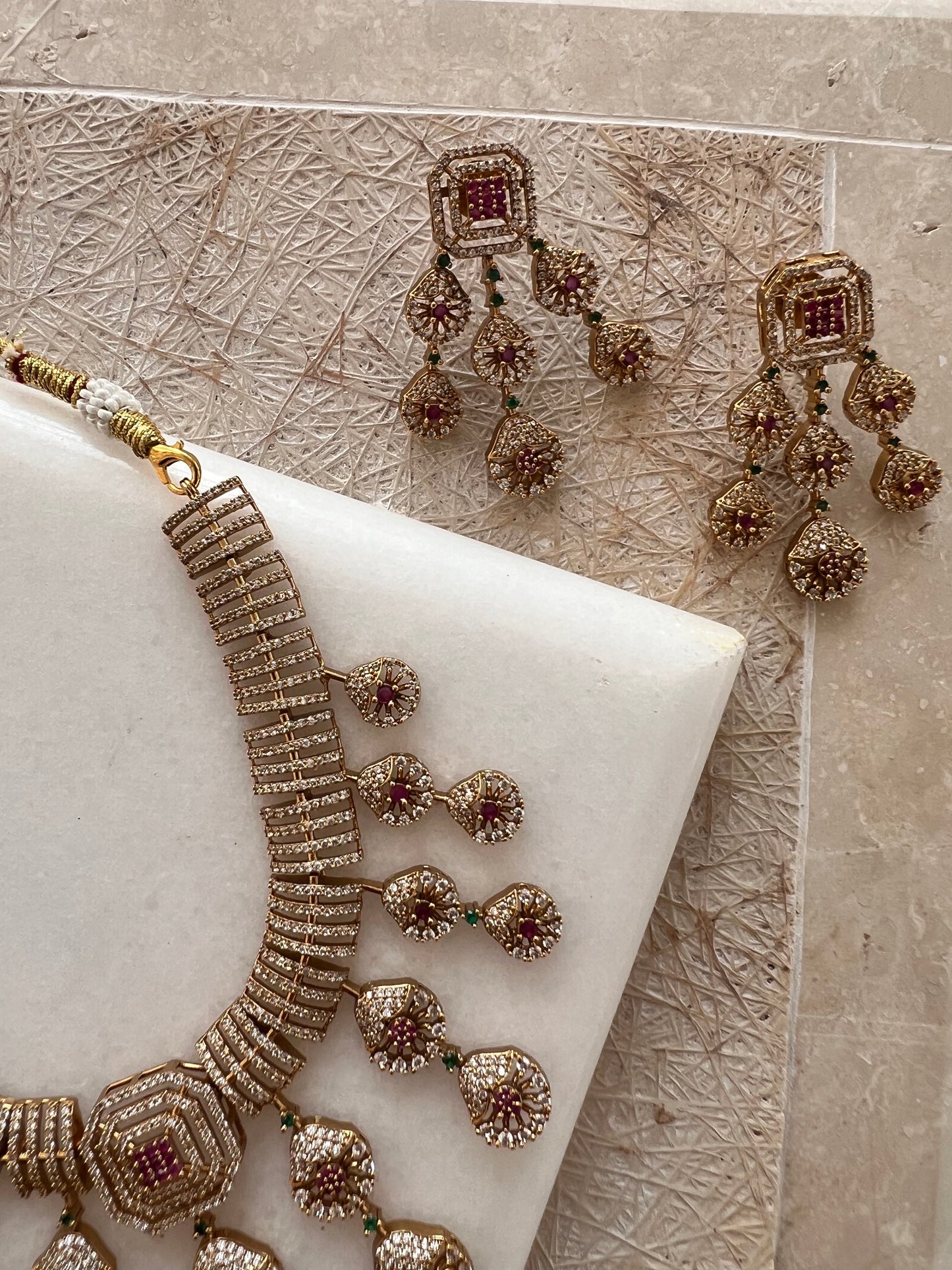 Gold Plated Necklace with Earring Set