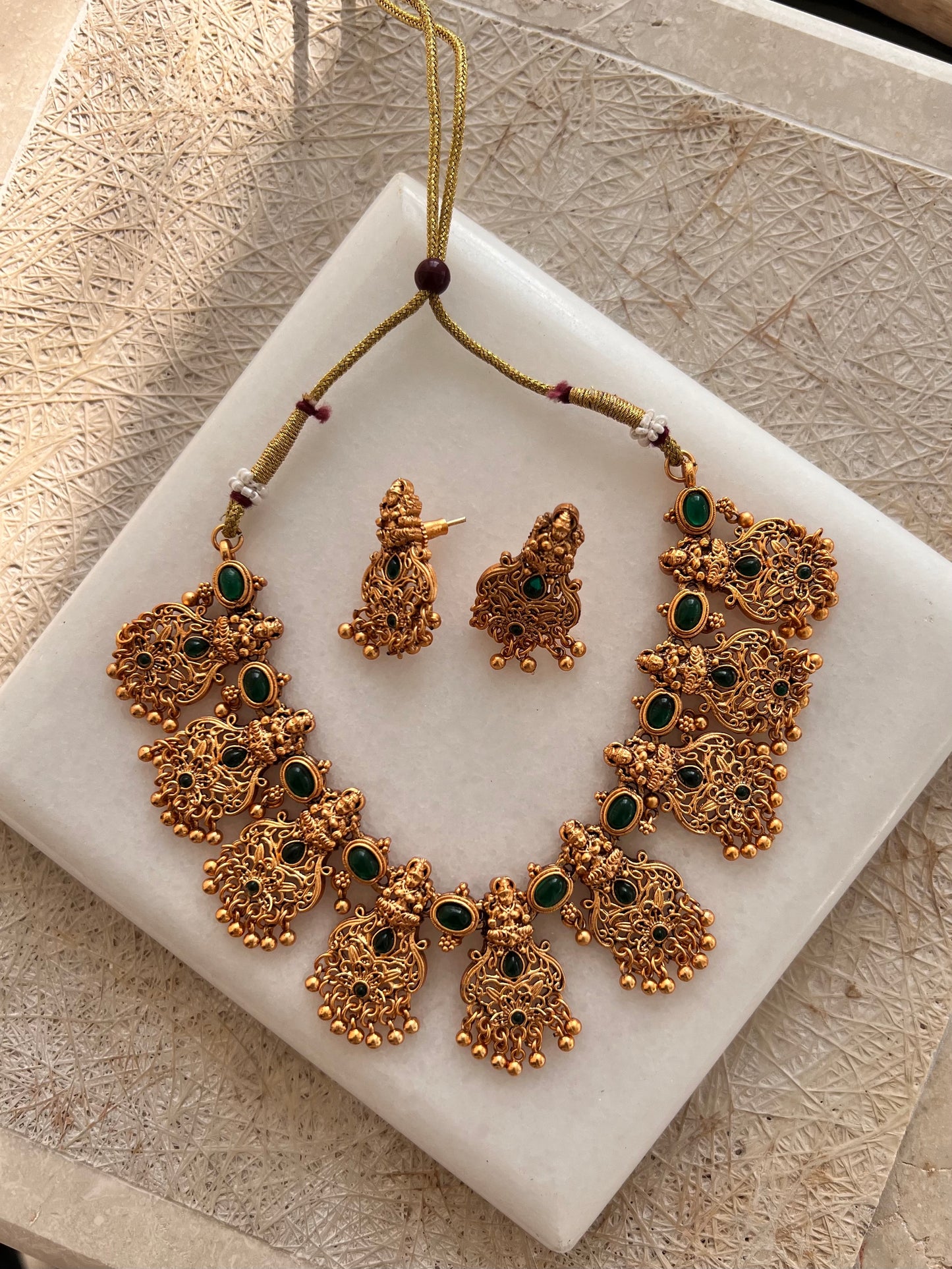 Gold Plated Necklace with Earring Set