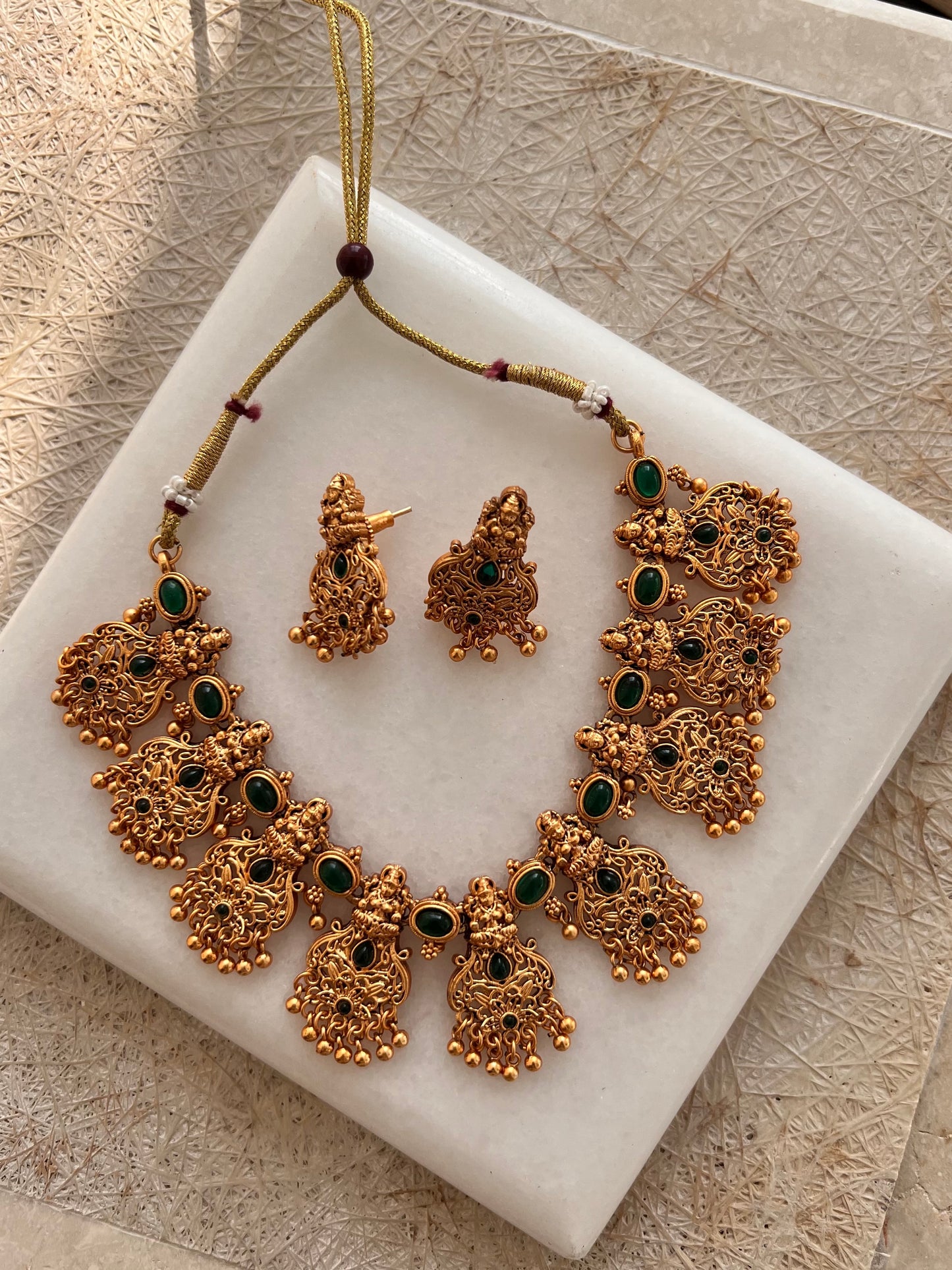 Gold Plated Necklace with Earring Set