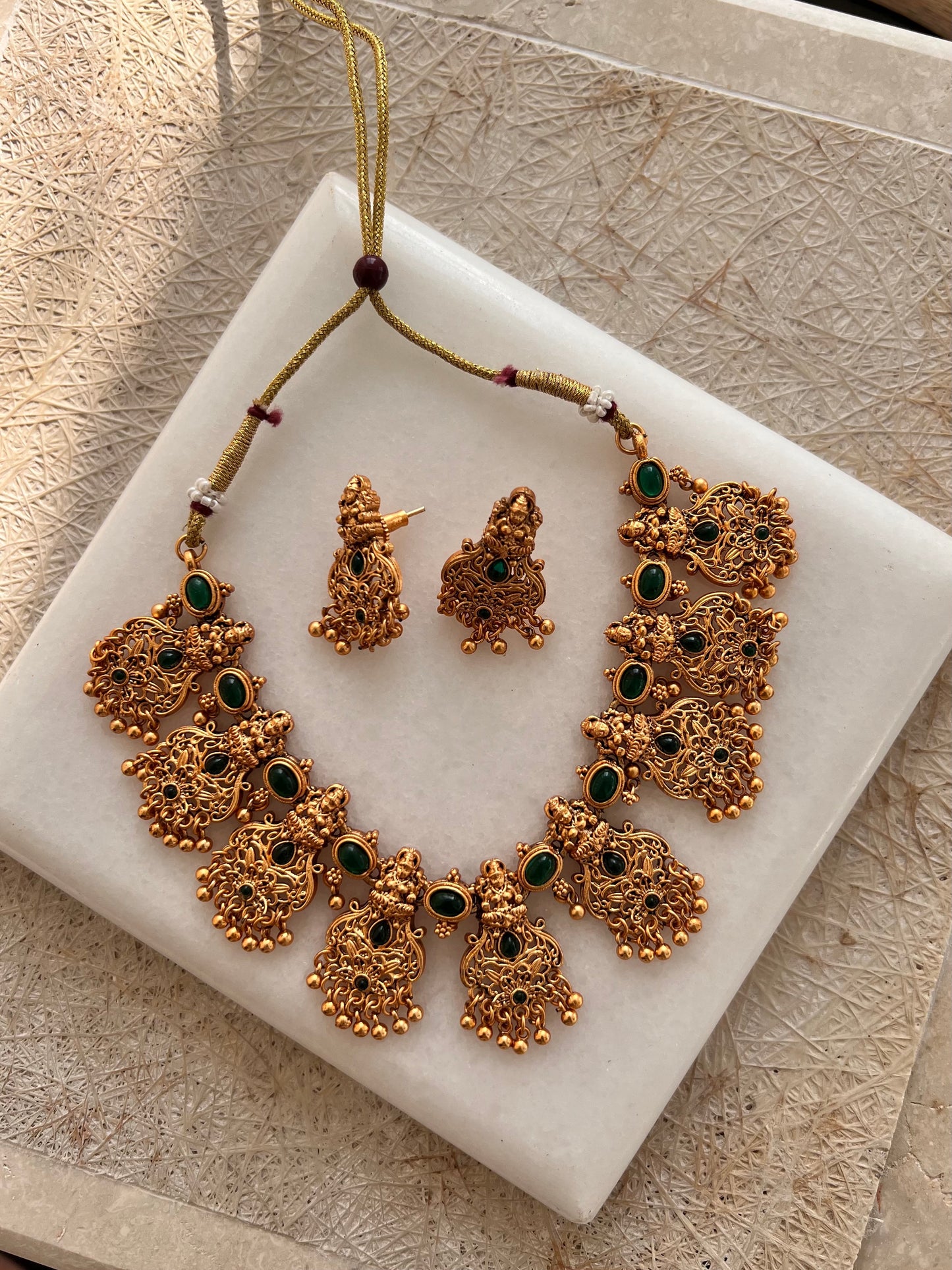 Gold Plated Necklace with Earring Set