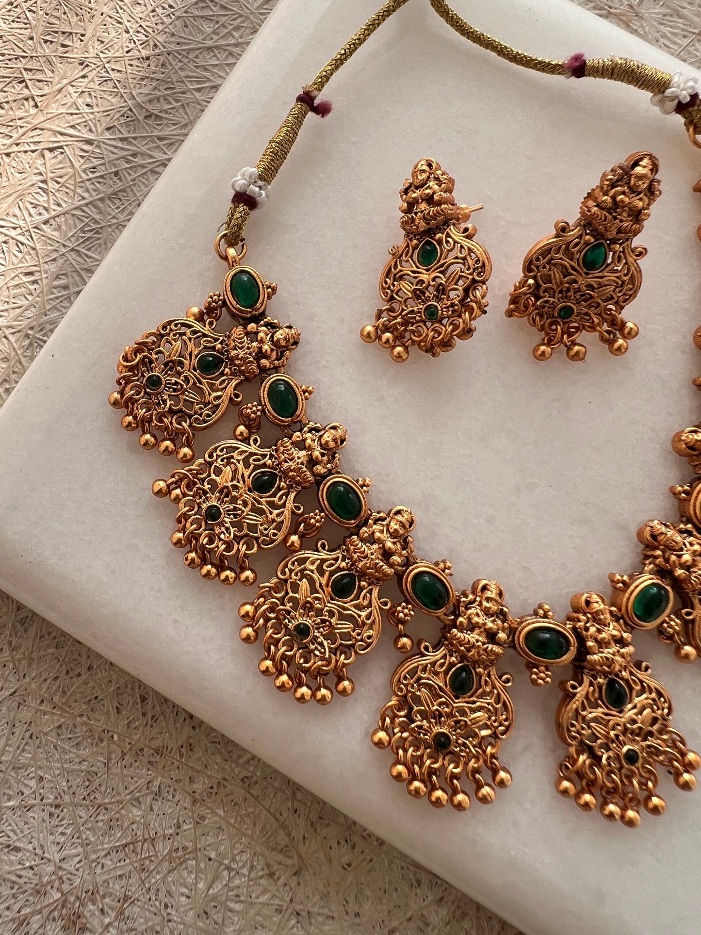 Gold Plated Necklace with Earring Set