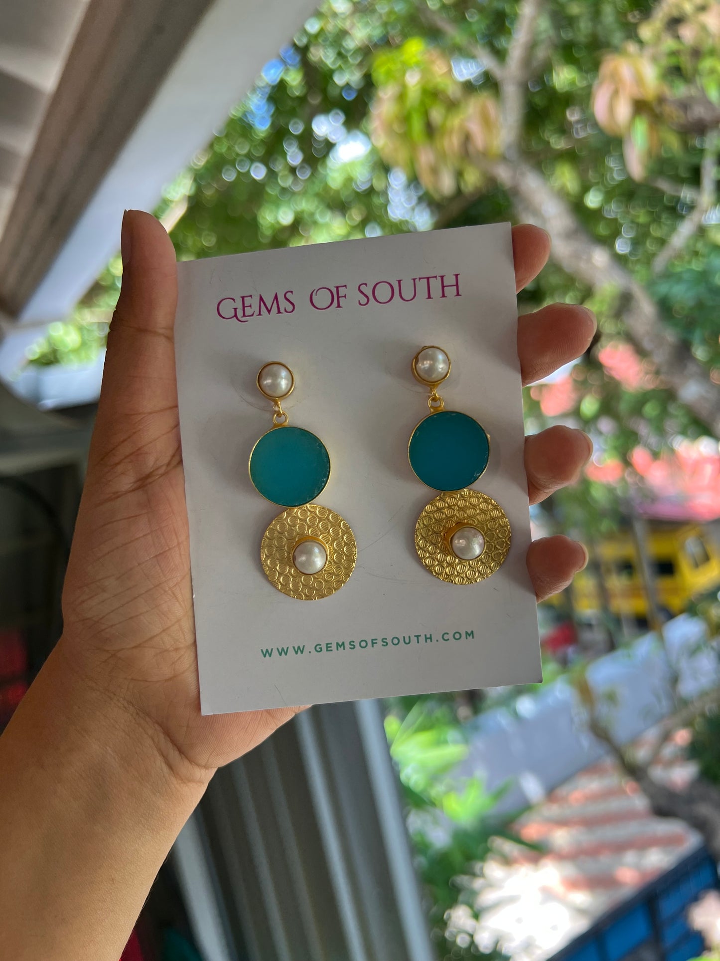 Hand Crafted Raw Stone Statement Earring