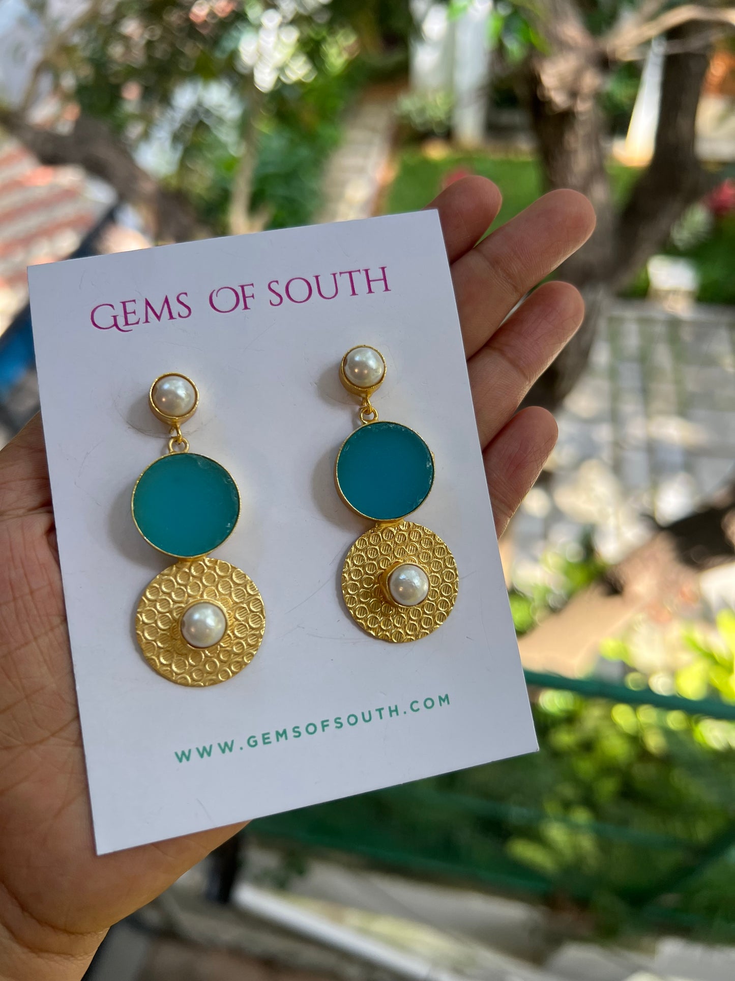 Hand Crafted Raw Stone Statement Earring