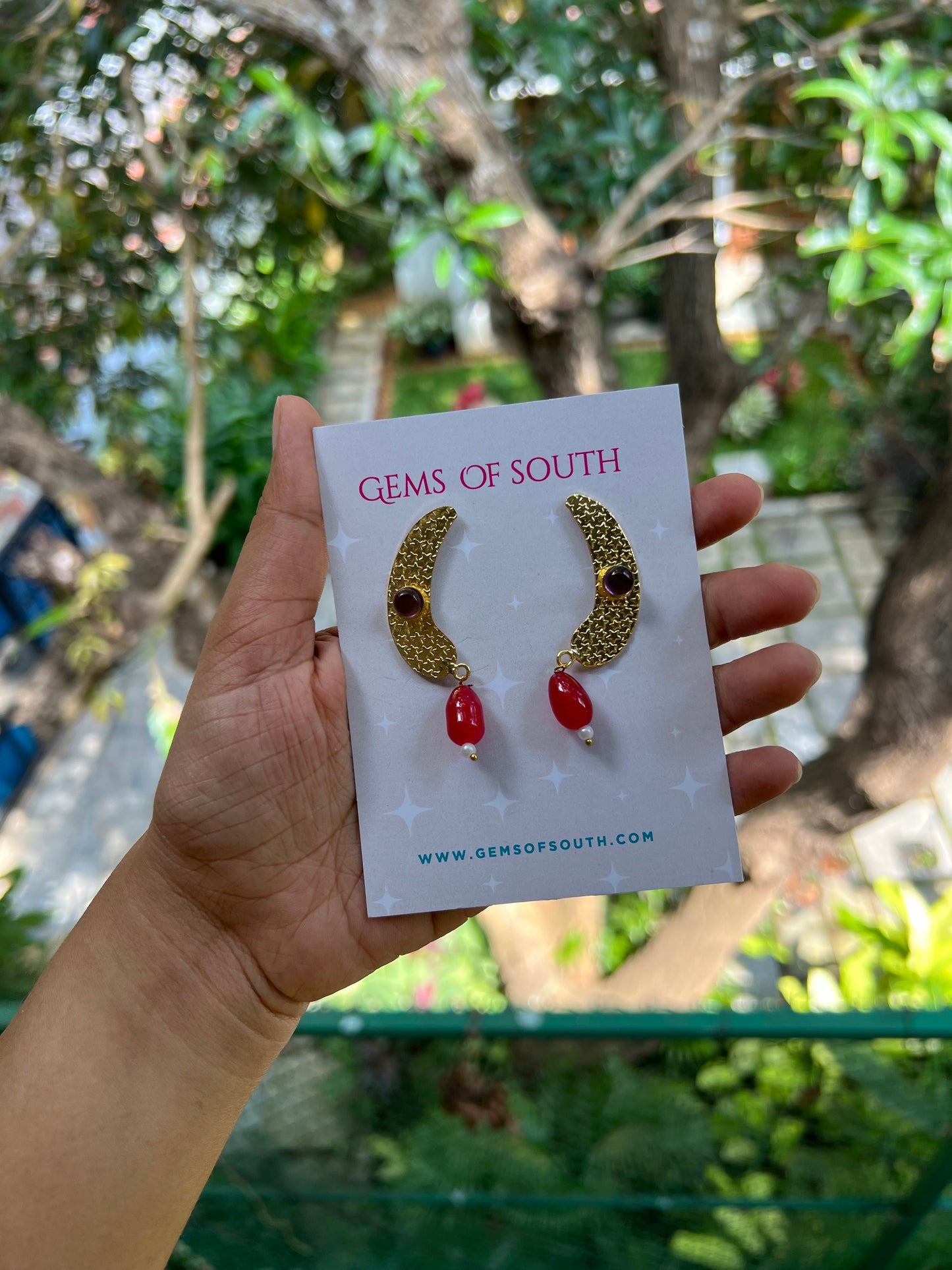 Hand Crafted Raw Stone Statement Earring