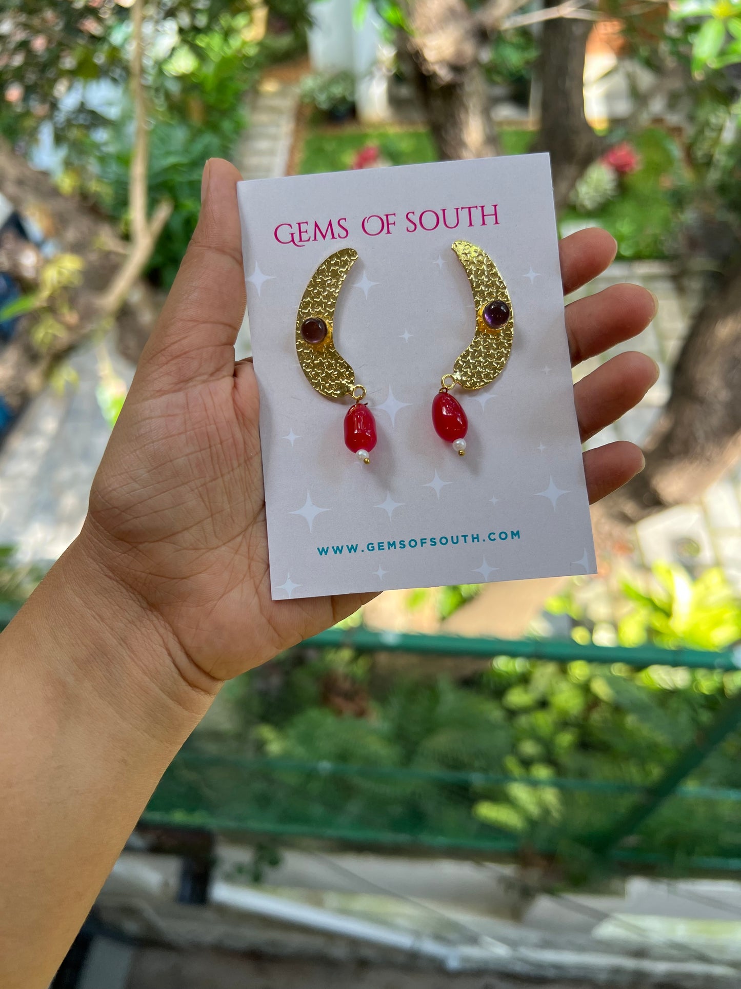 Hand Crafted Raw Stone Statement Earring