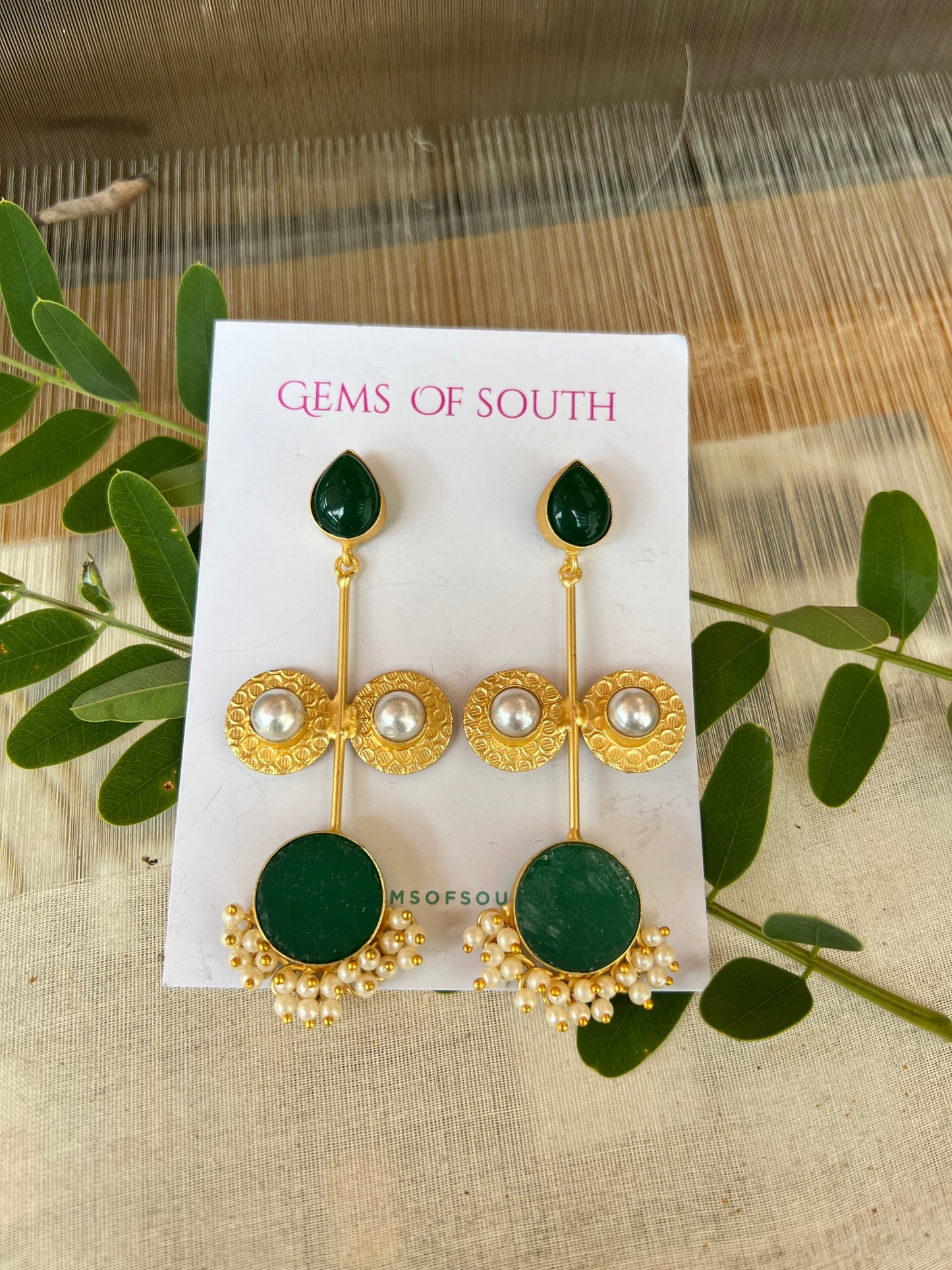 Hand Crafted Raw Stone Statement Earring