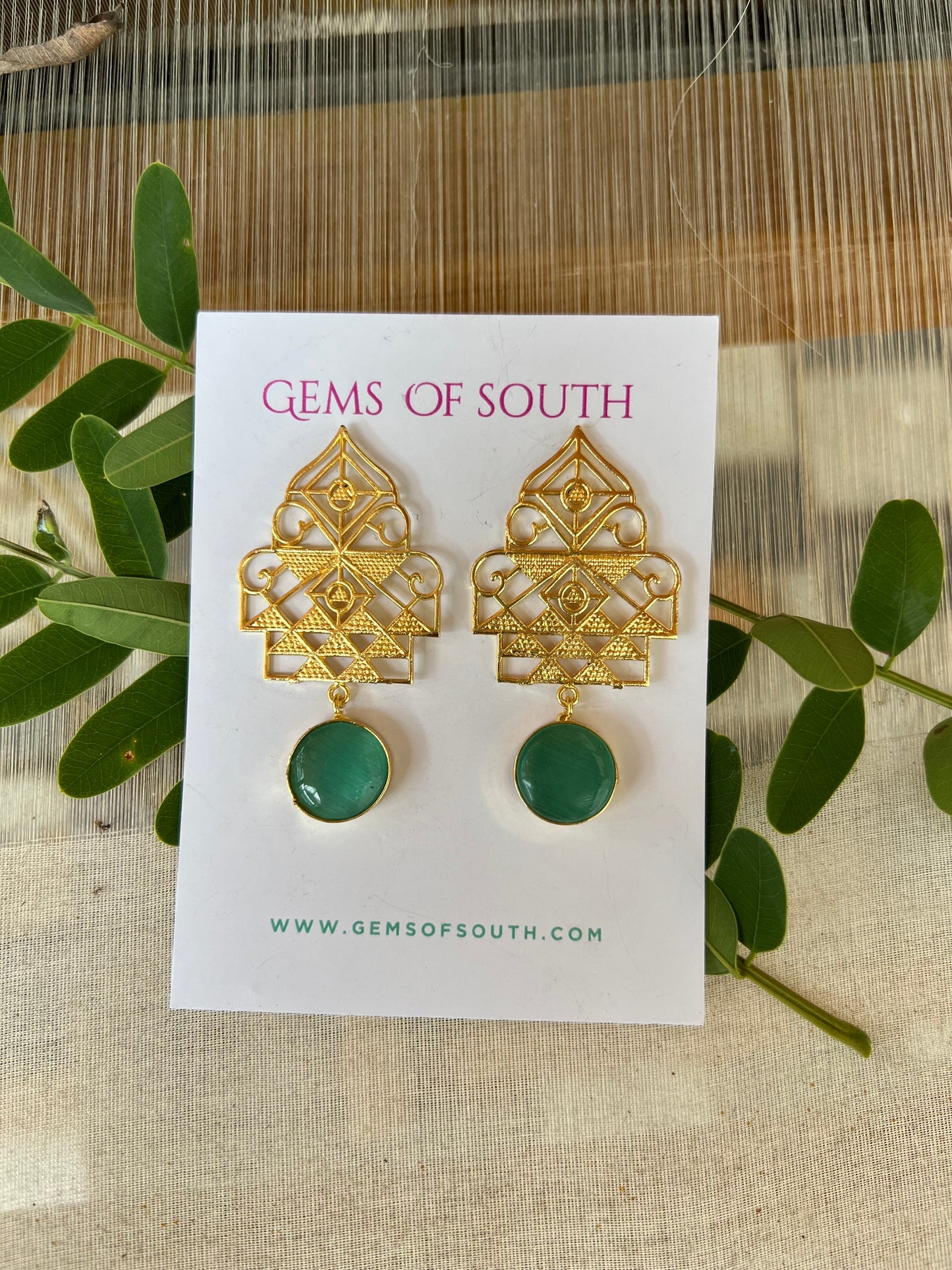 Hand Crafted Glossy Stone Statement Earring