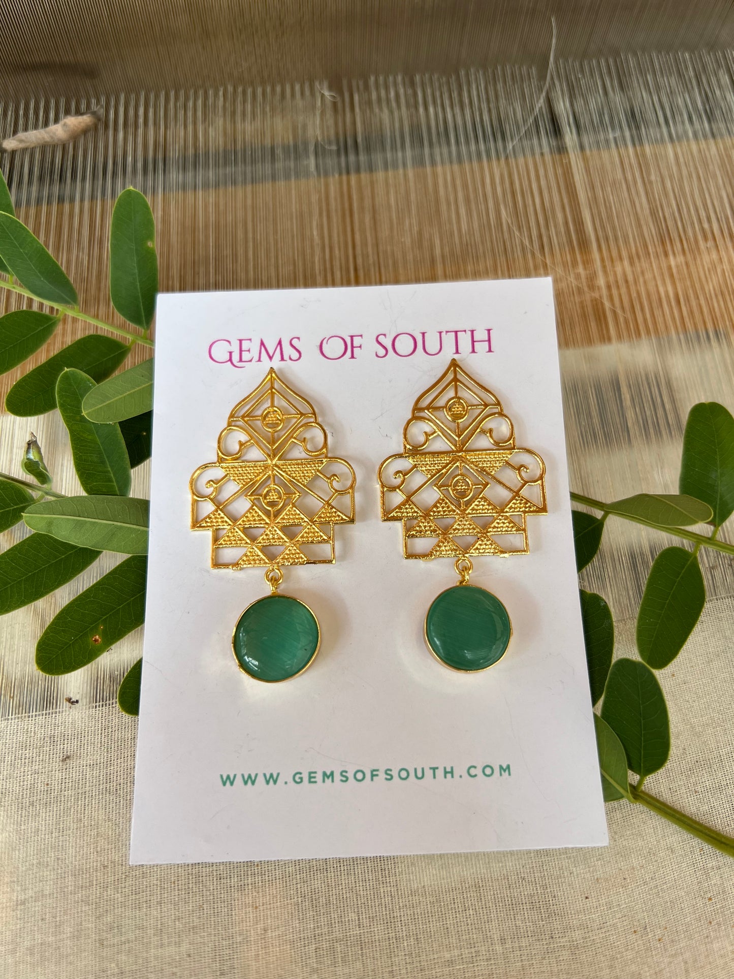 Hand Crafted Glossy Stone Statement Earring