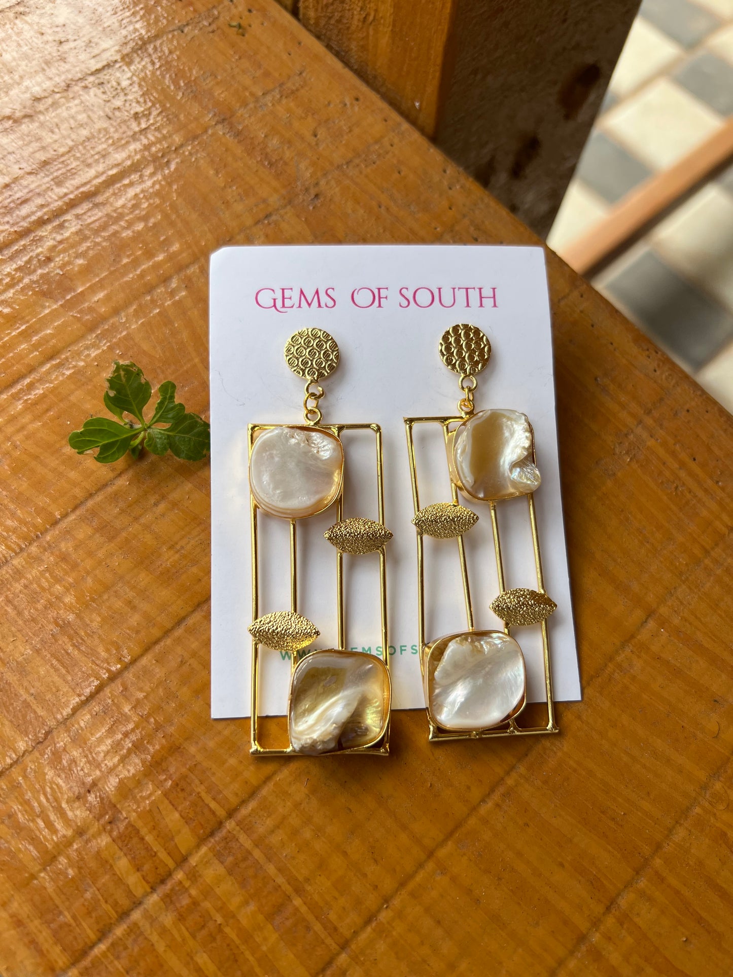 Hand Crafted Mother of Pearl Statement Earring