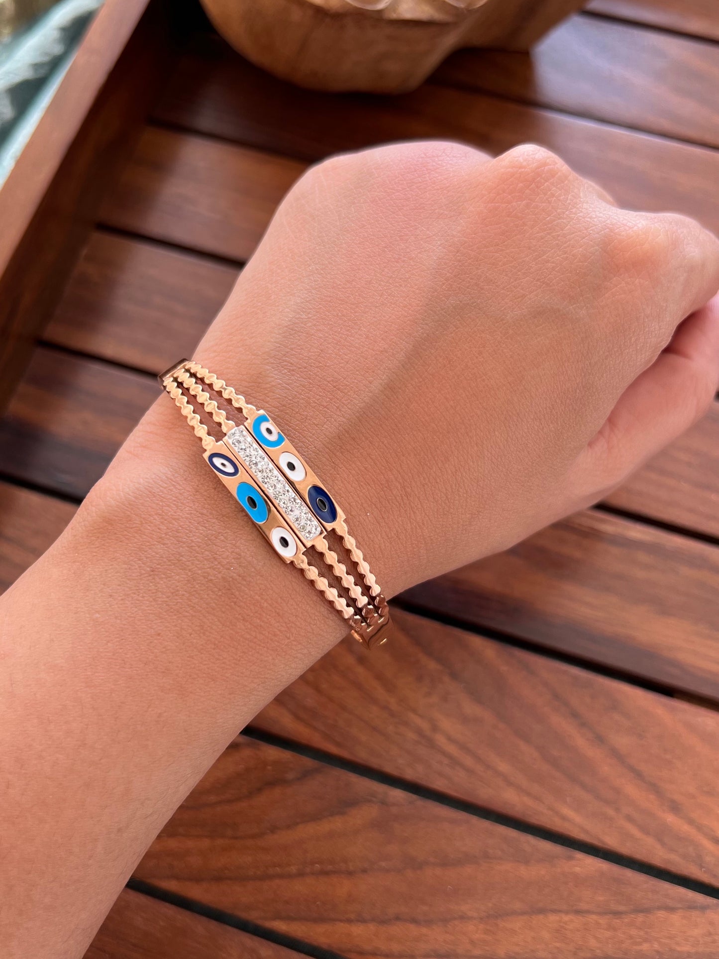 Stainless Steel Evil Eye Minimal Bracelet