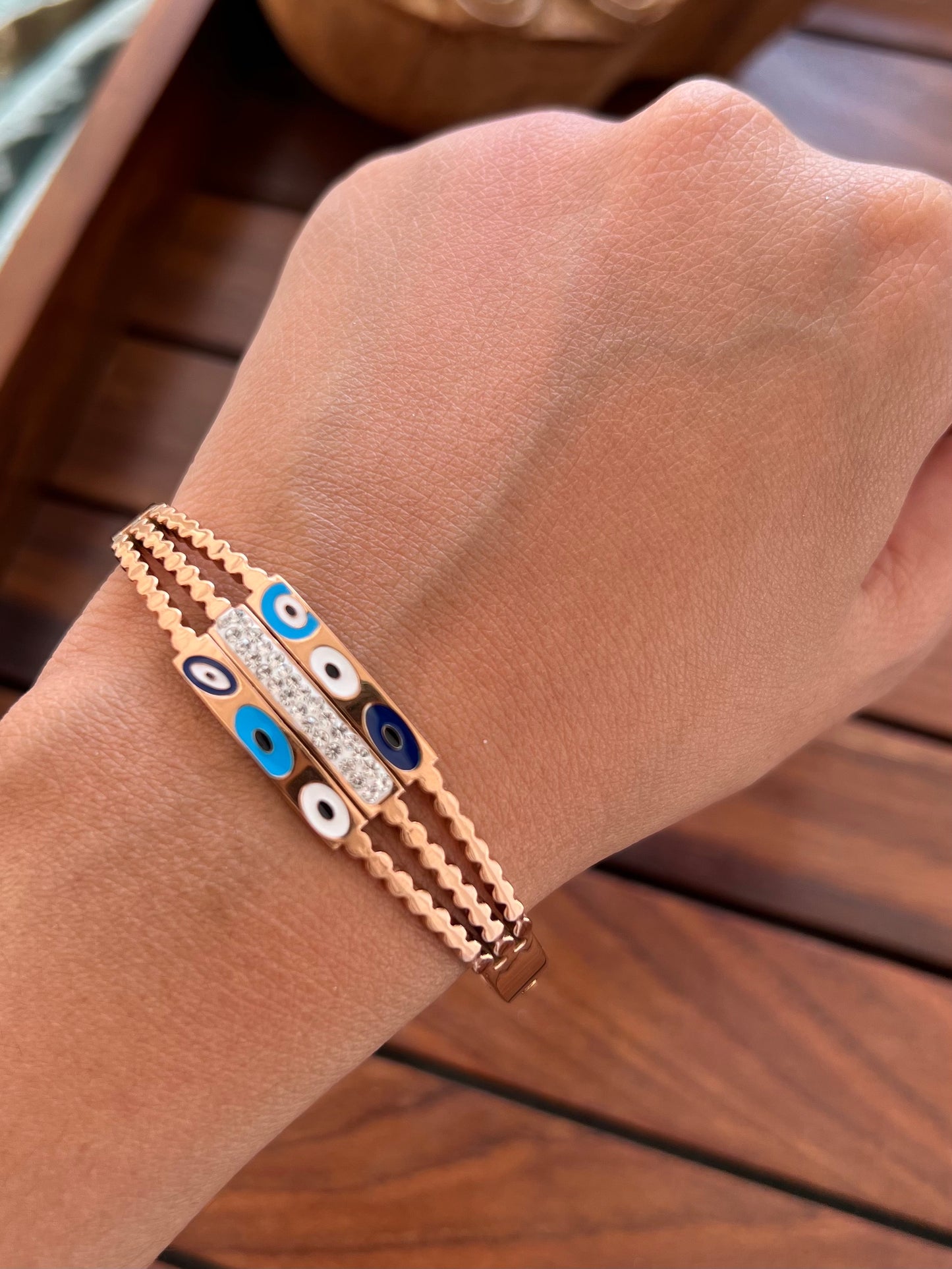 Stainless Steel Evil Eye Minimal Bracelet