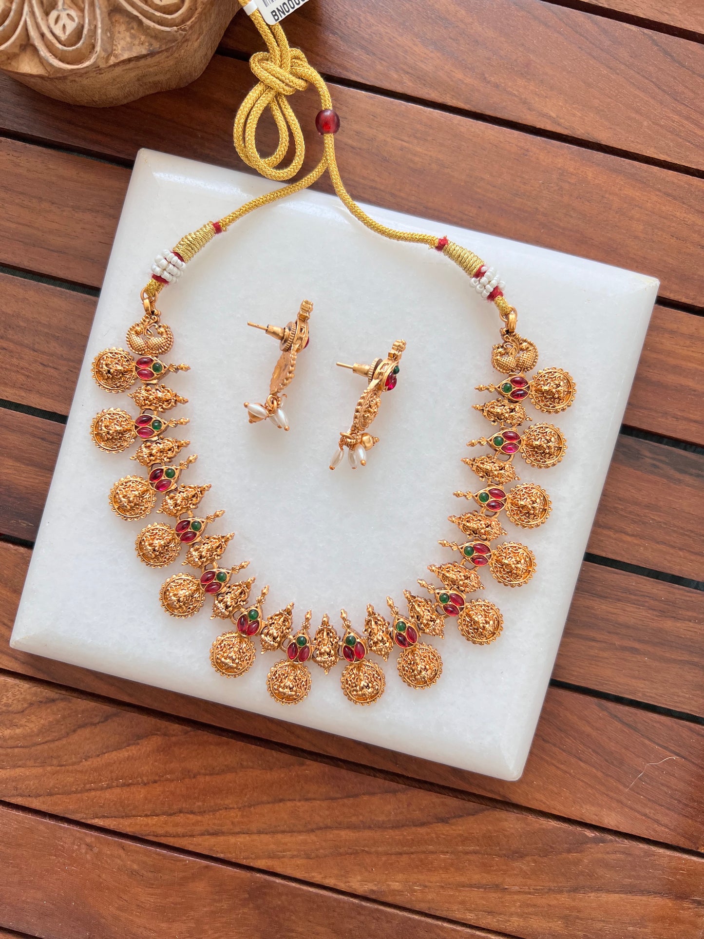 Gold Plated Necklace with Earring Set
