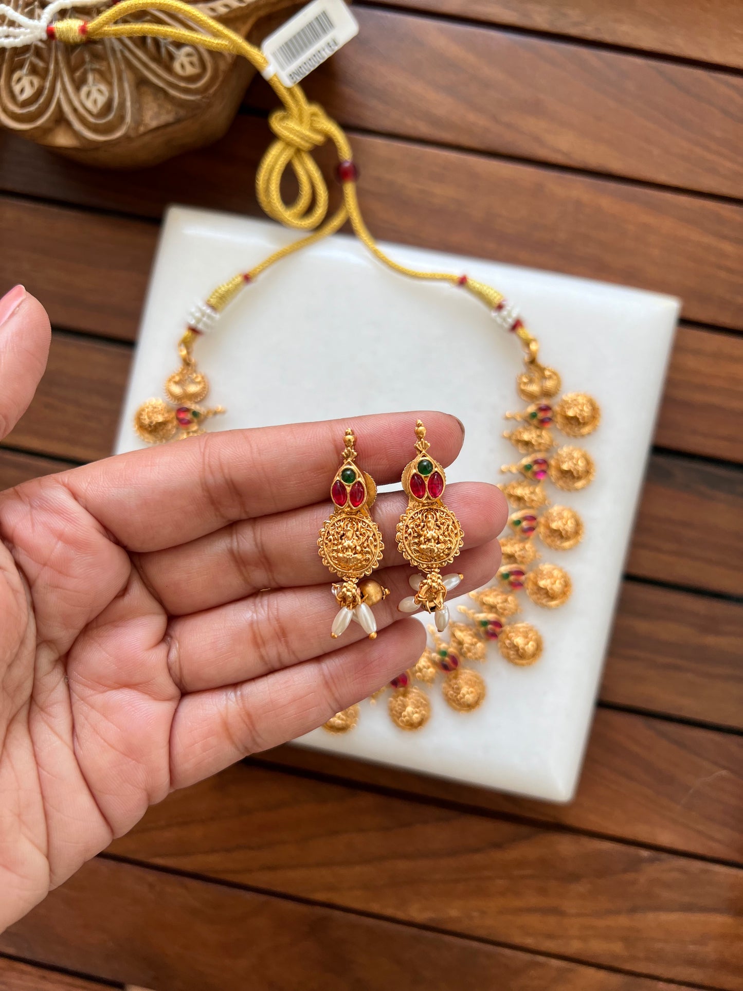 Gold Plated Necklace with Earring Set