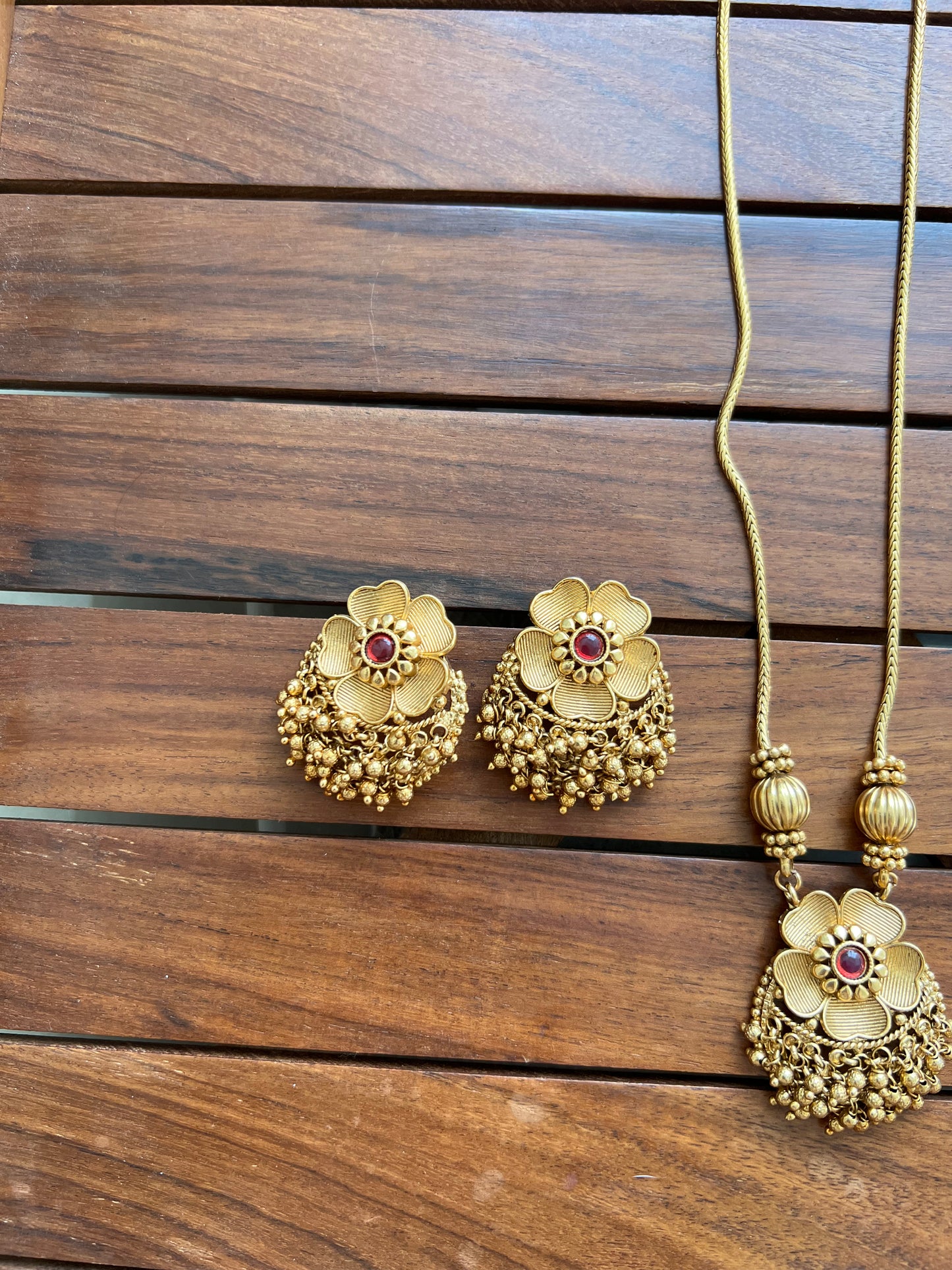 Gold Plated Temple Necklace Set