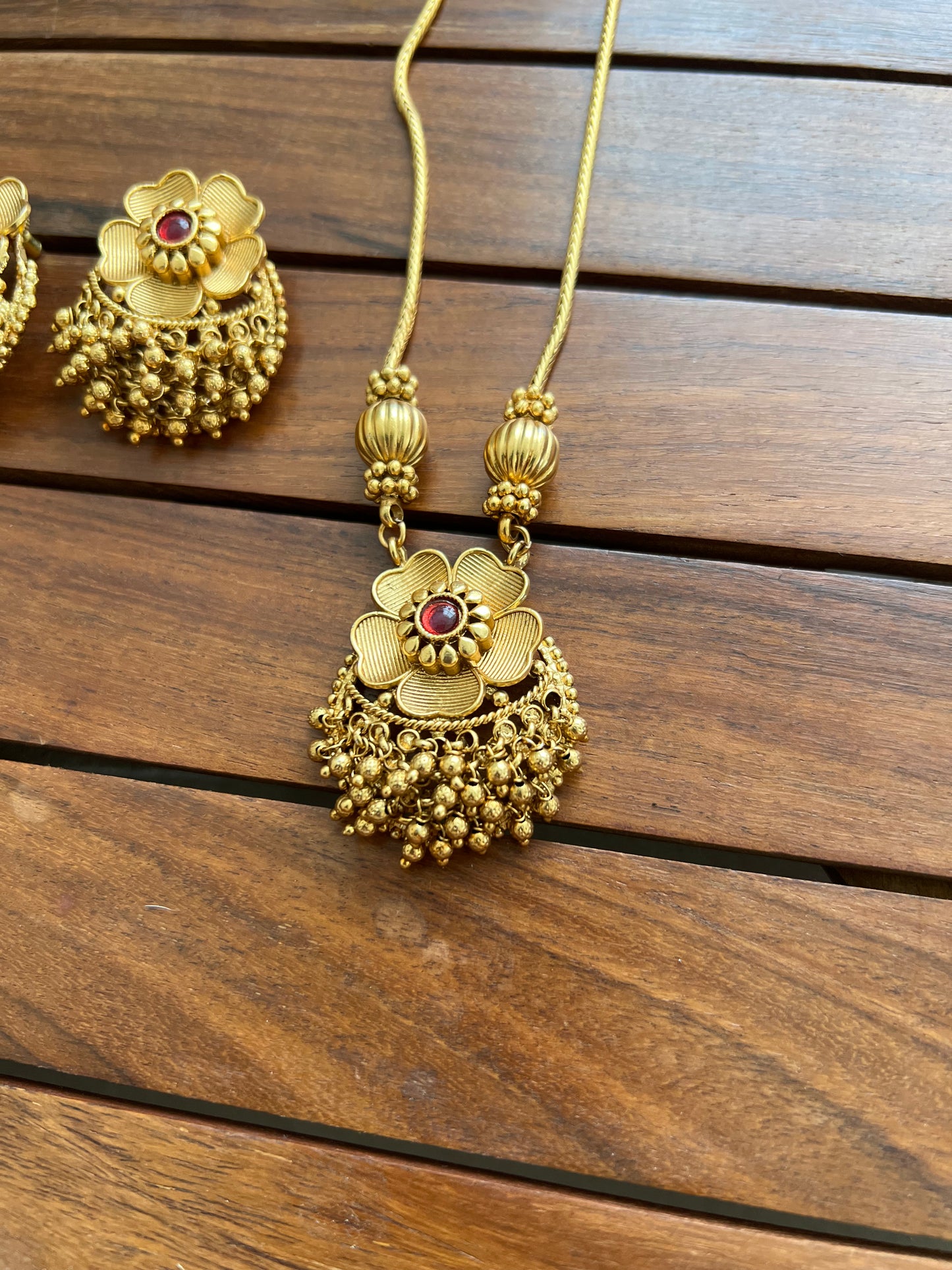 Gold Plated Temple Necklace Set