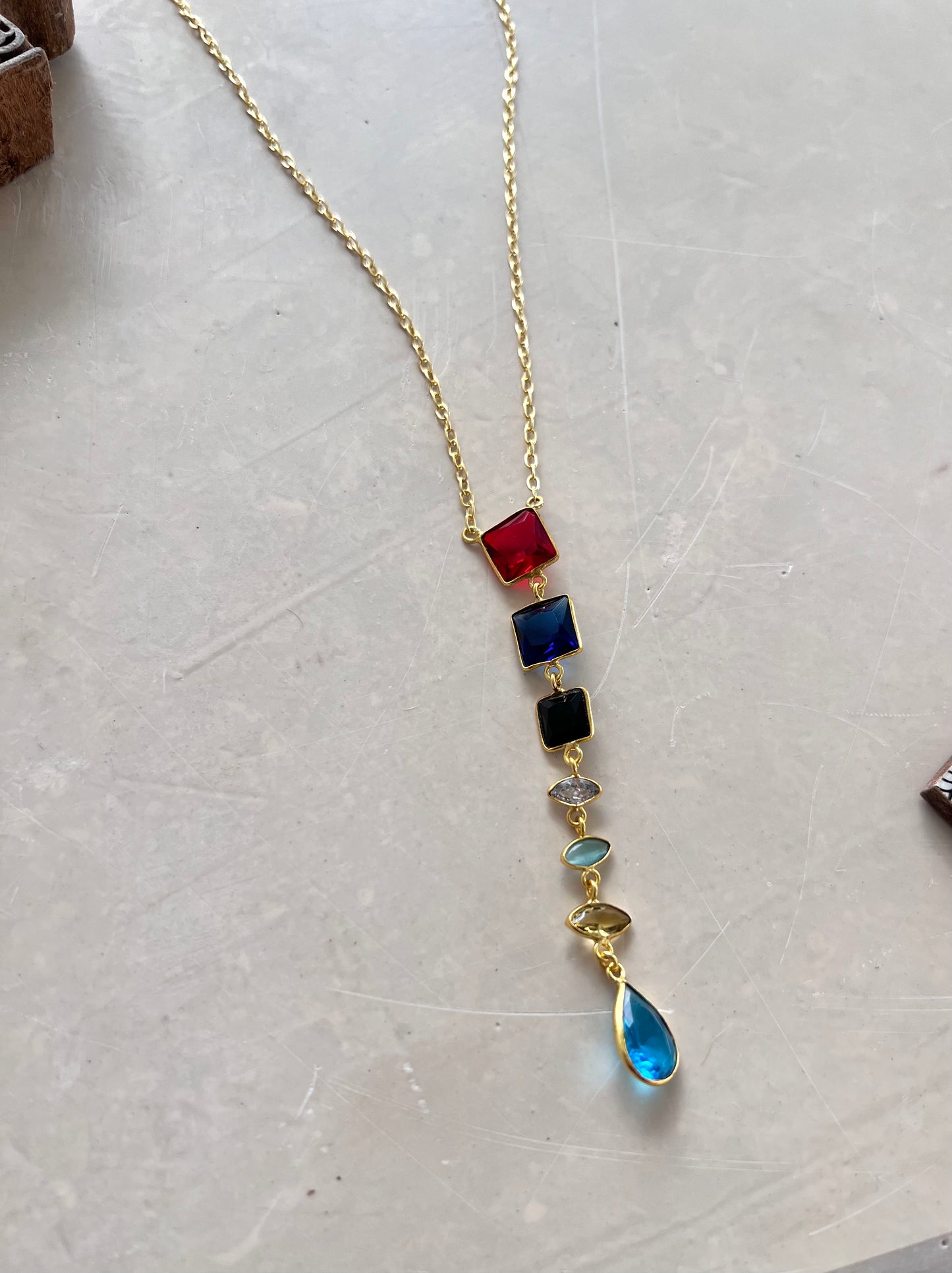 Multi Color Drop Necklace
