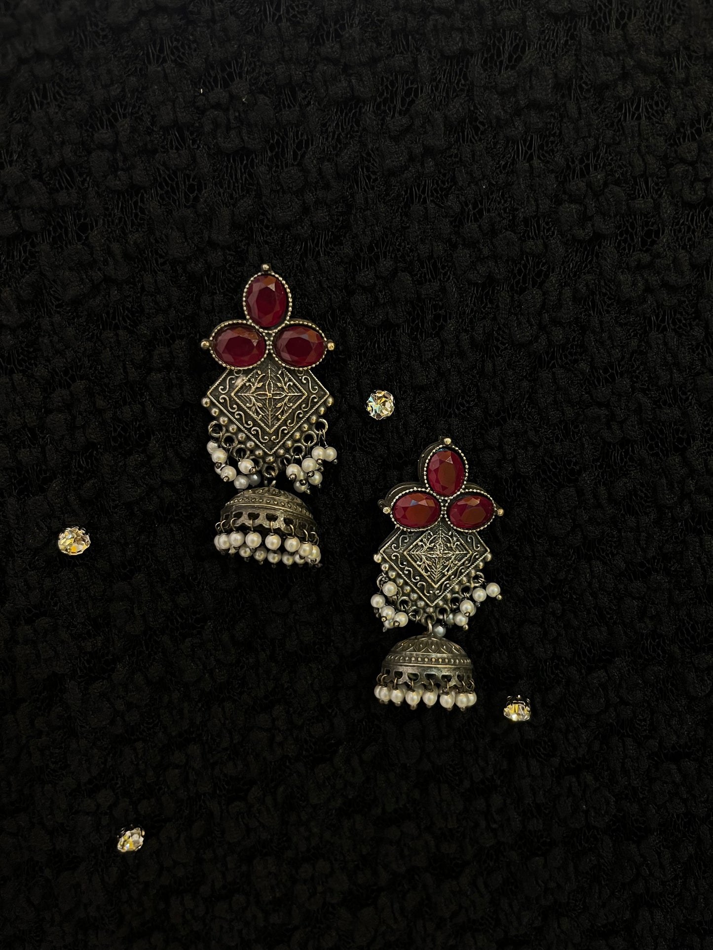 German Silver Oxidised Earring