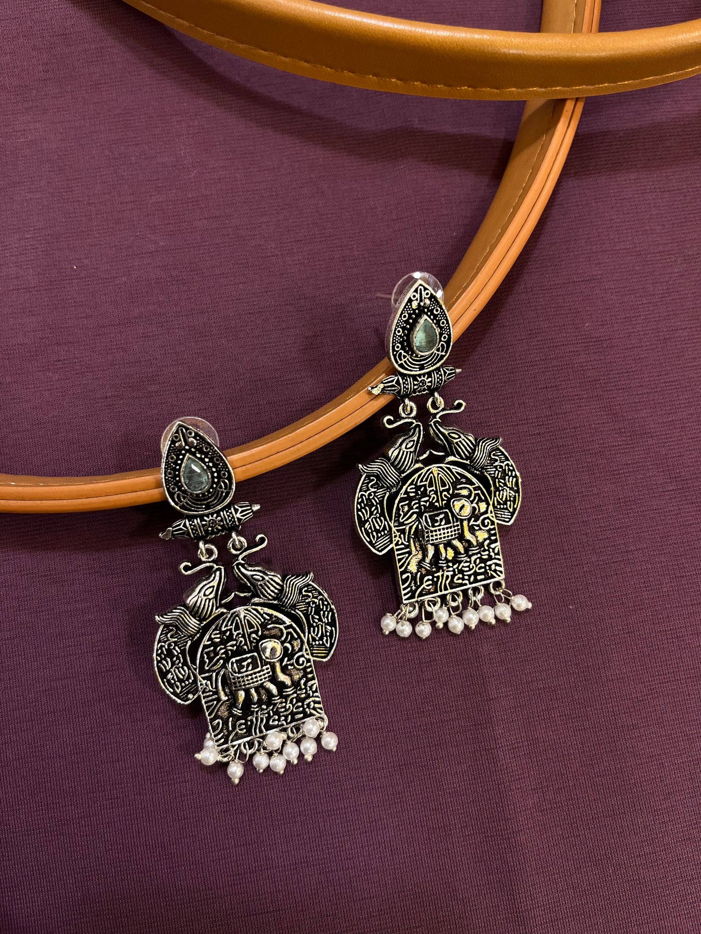 German Silver Oxidised Earring