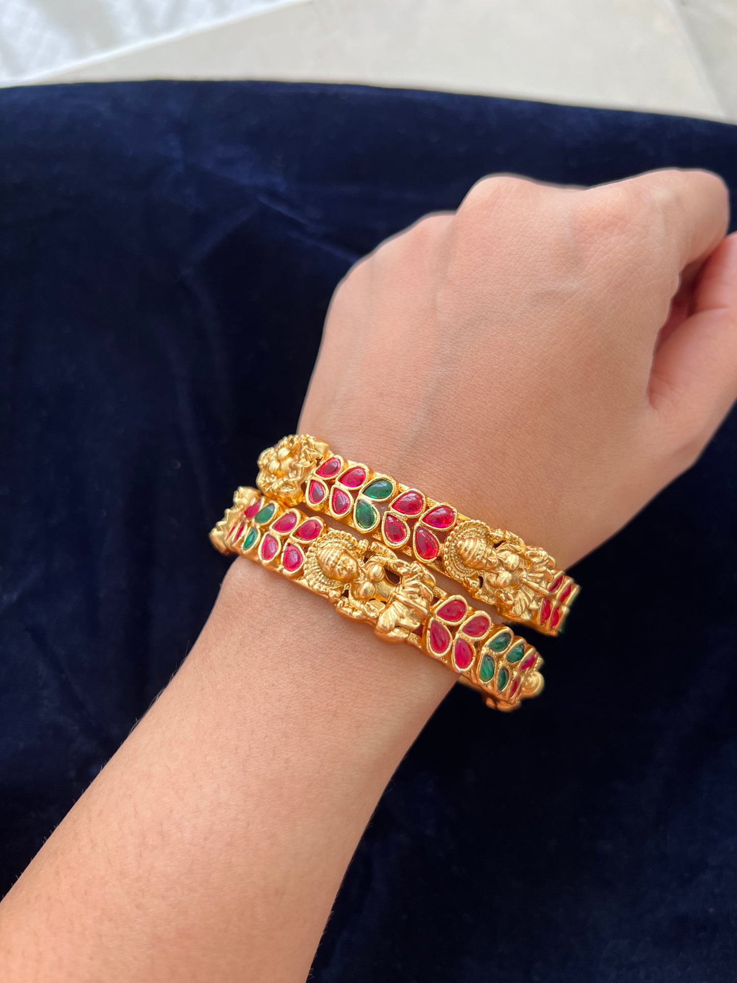 Antique Ruby Emerald Bangle (Set of 2)