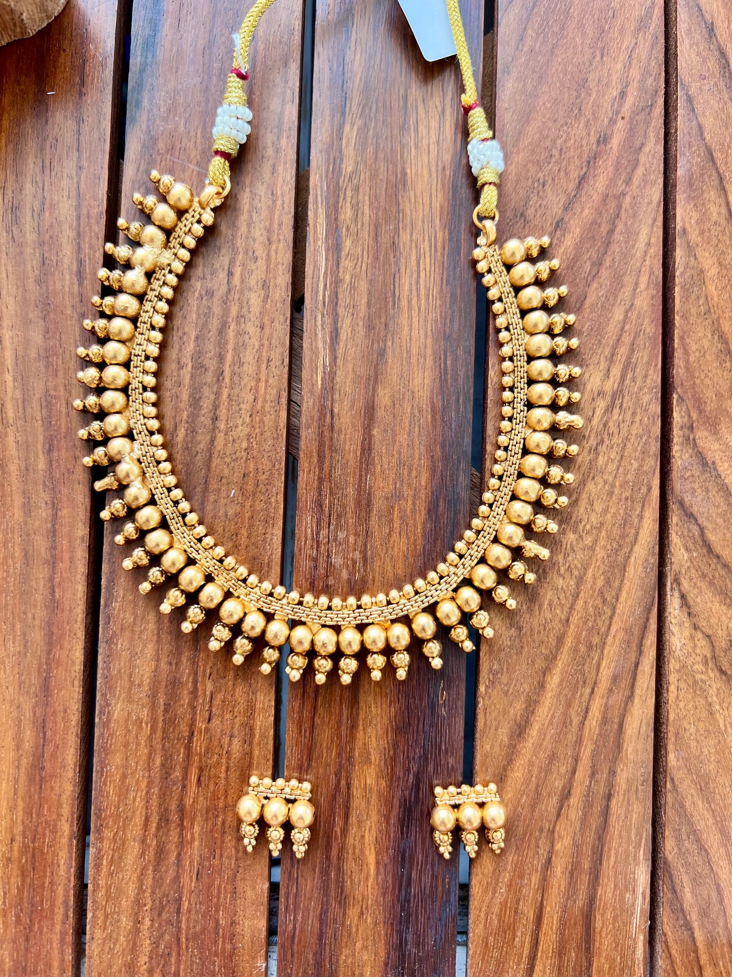Gold Plated Metal Necklace with Earring