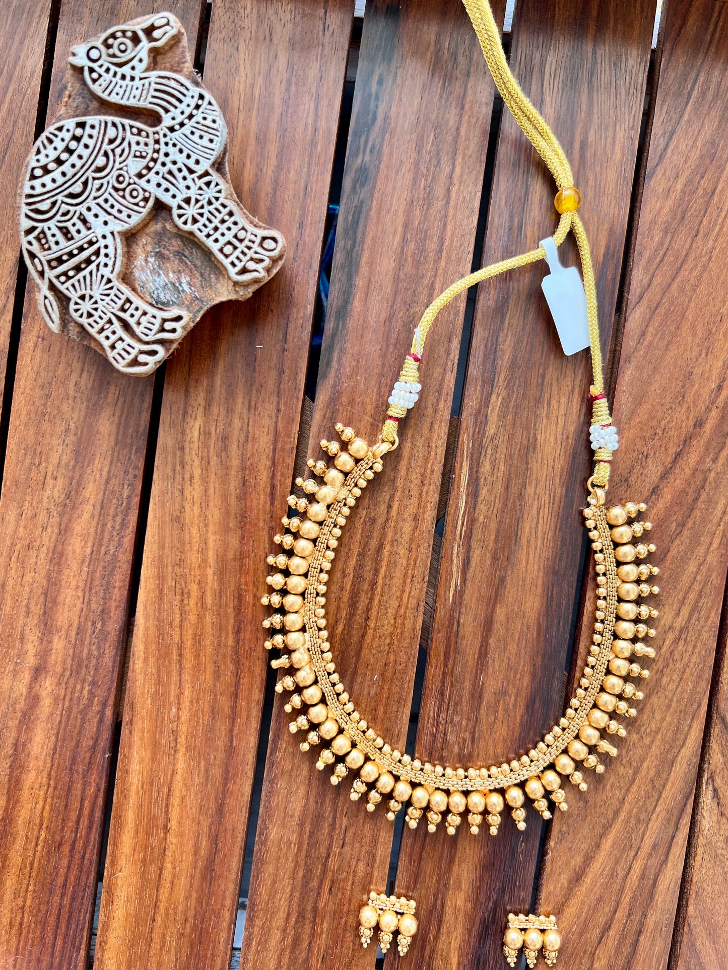 Gold Plated Metal Necklace with Earring