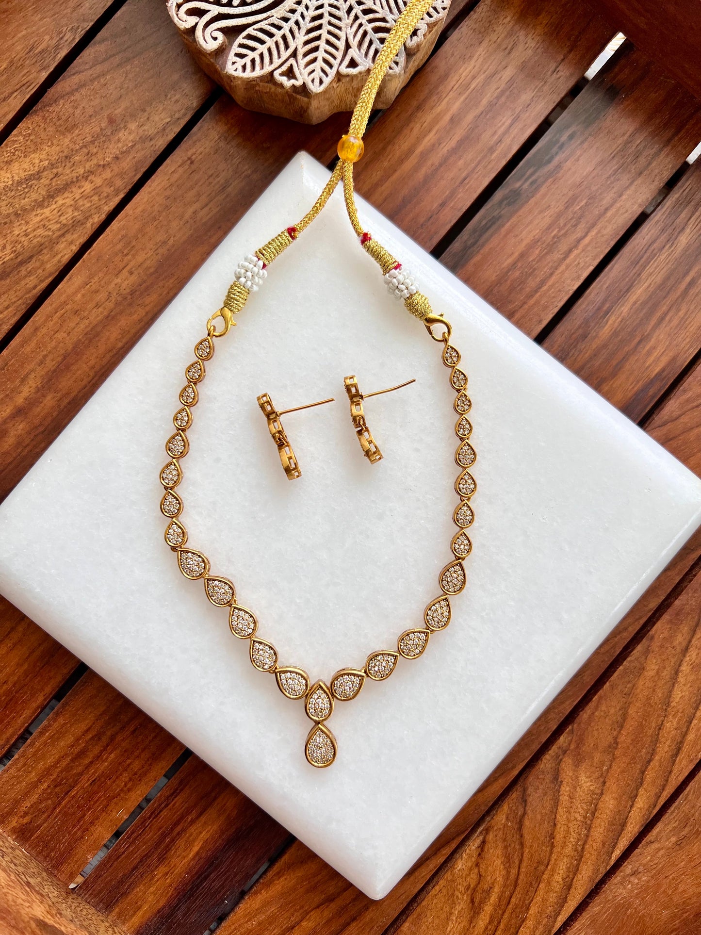 Gold Plated Necklace with Earring