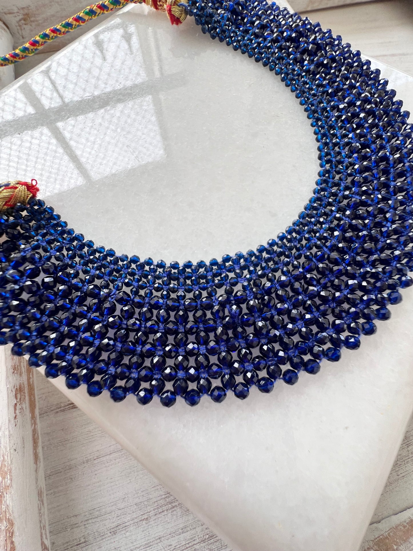 Dark Blue Small Bead Necklace