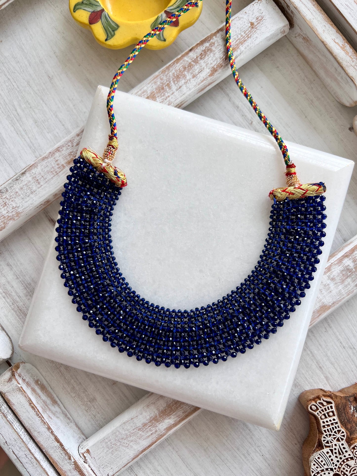 Dark Blue Small Bead Necklace