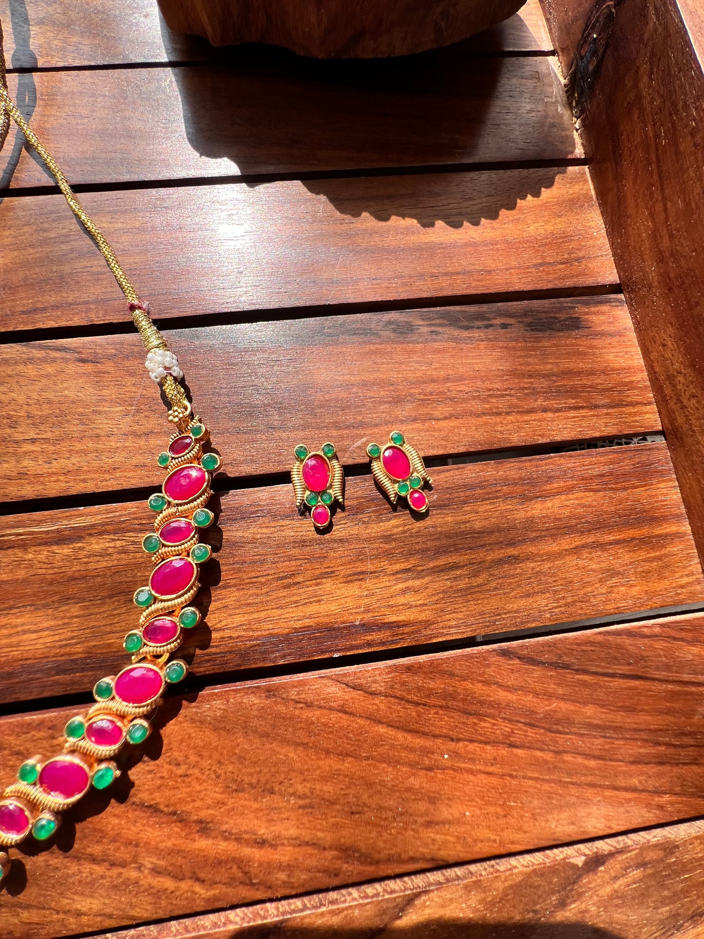 Gold Plated Necklace with Earring
