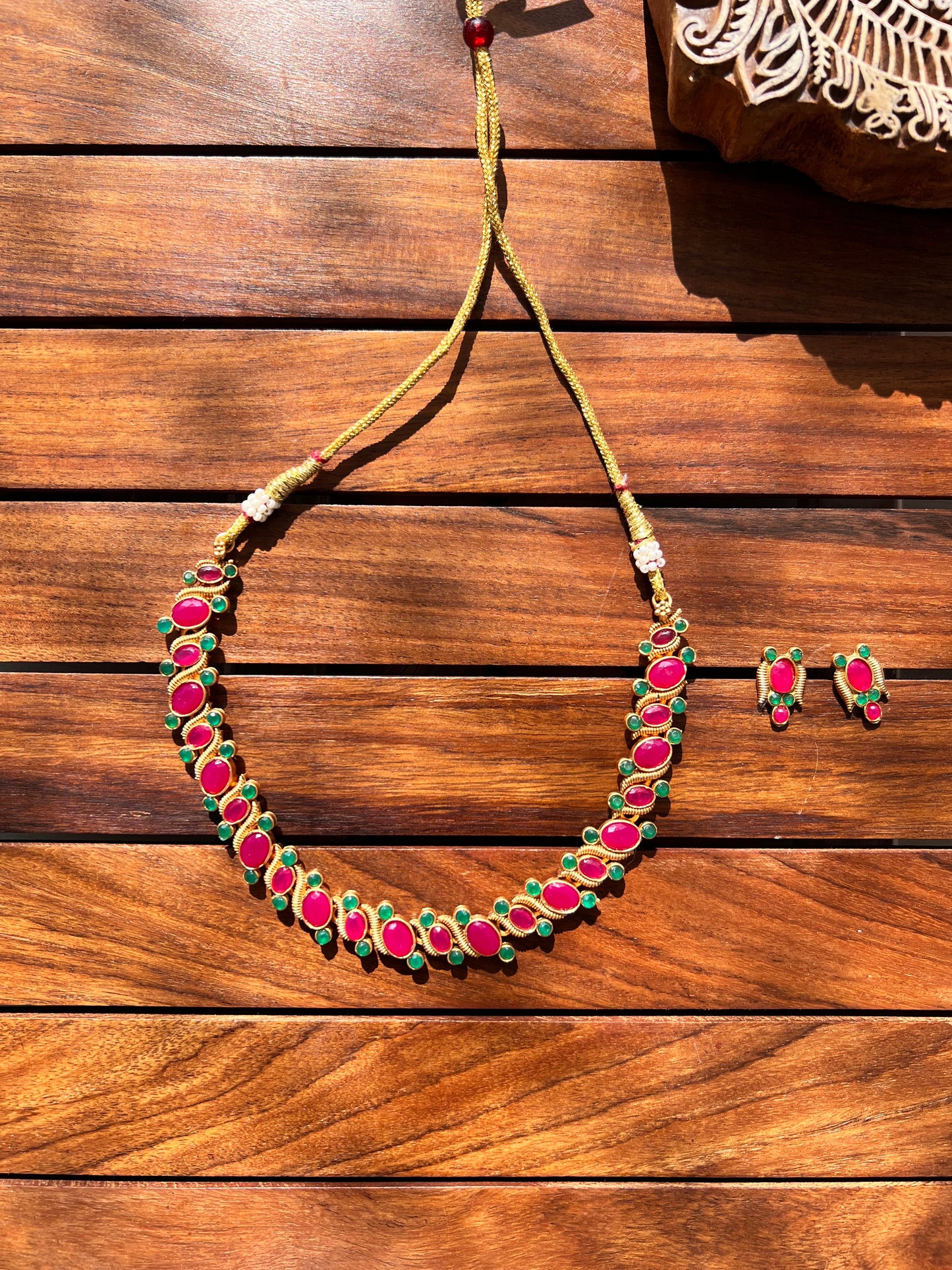 Gold Plated Necklace with Earring