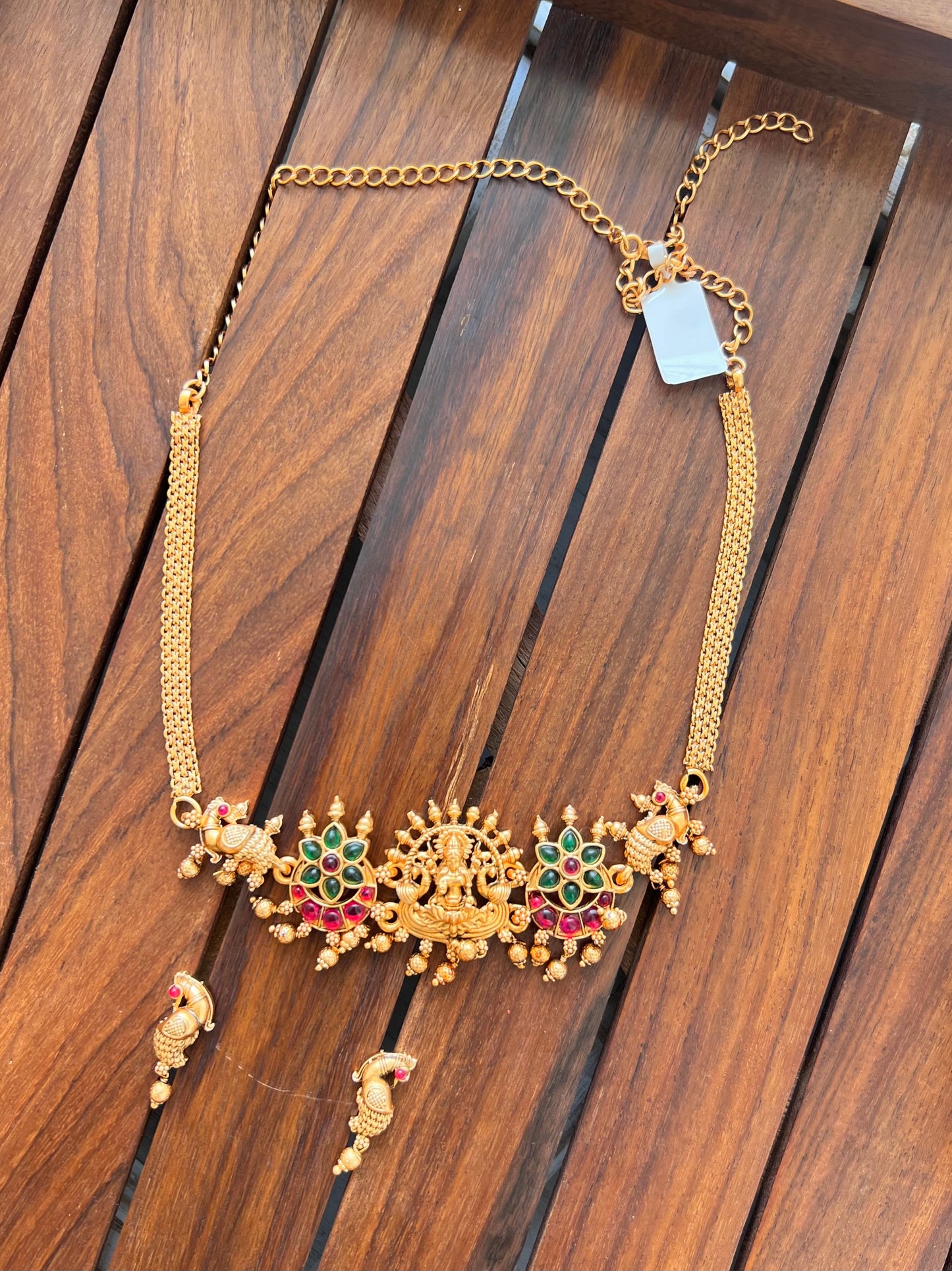 Gold Plated Temple Design Choker with Earring