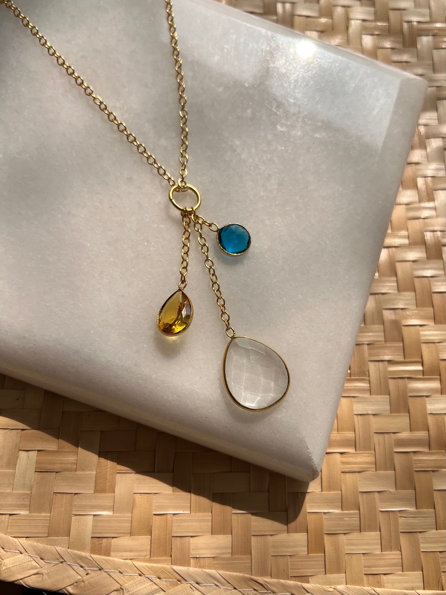 3 Stone Drop Necklace