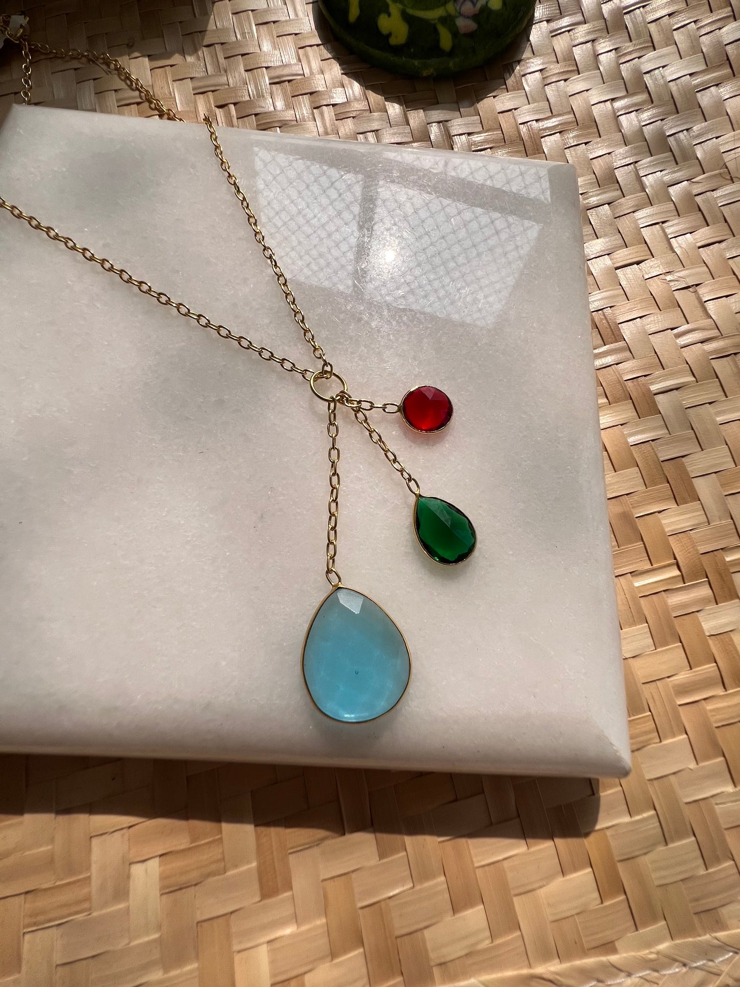 3 Stone Drop Necklace