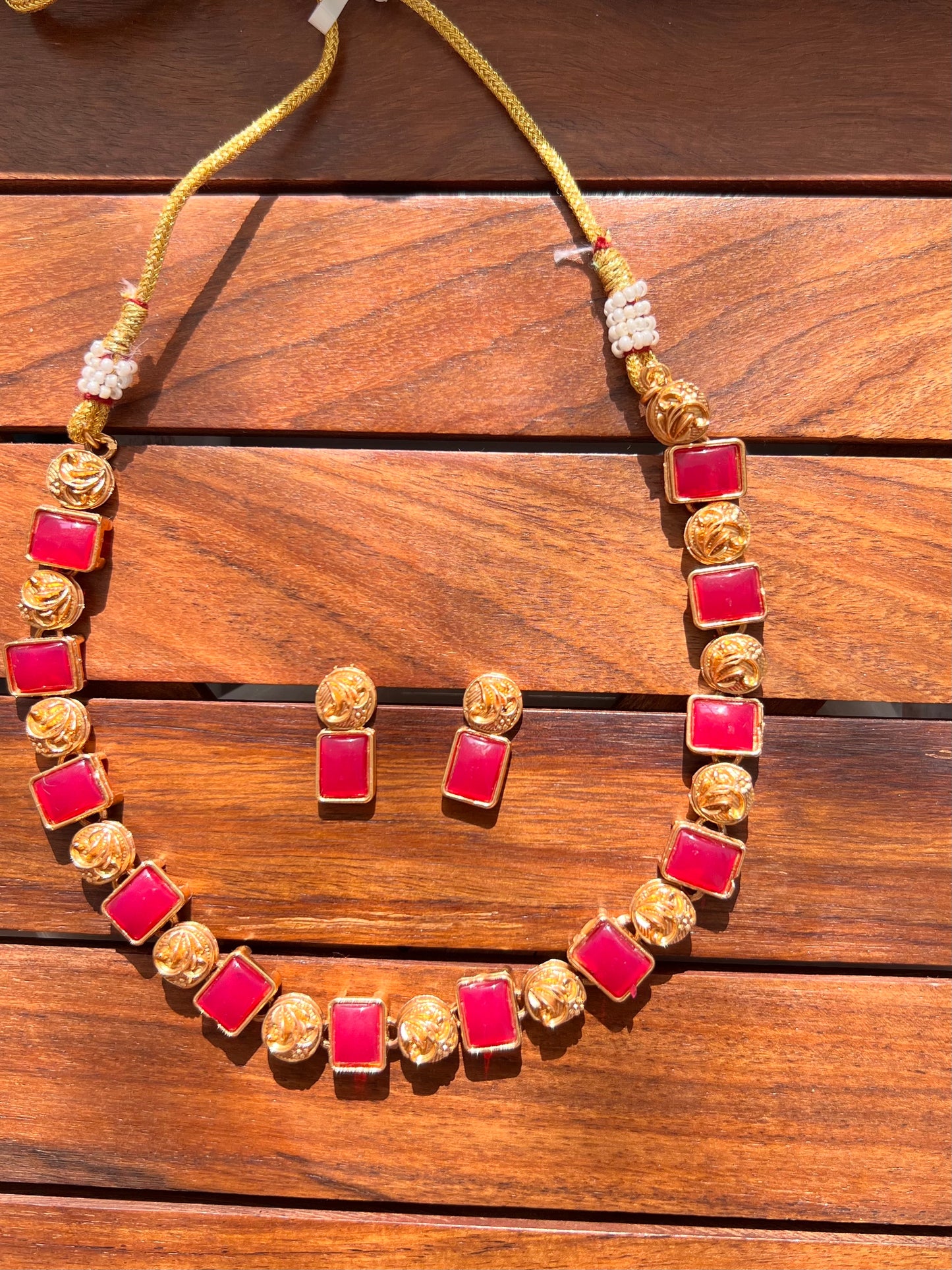 Gold Plated Necklace with Earing Set
