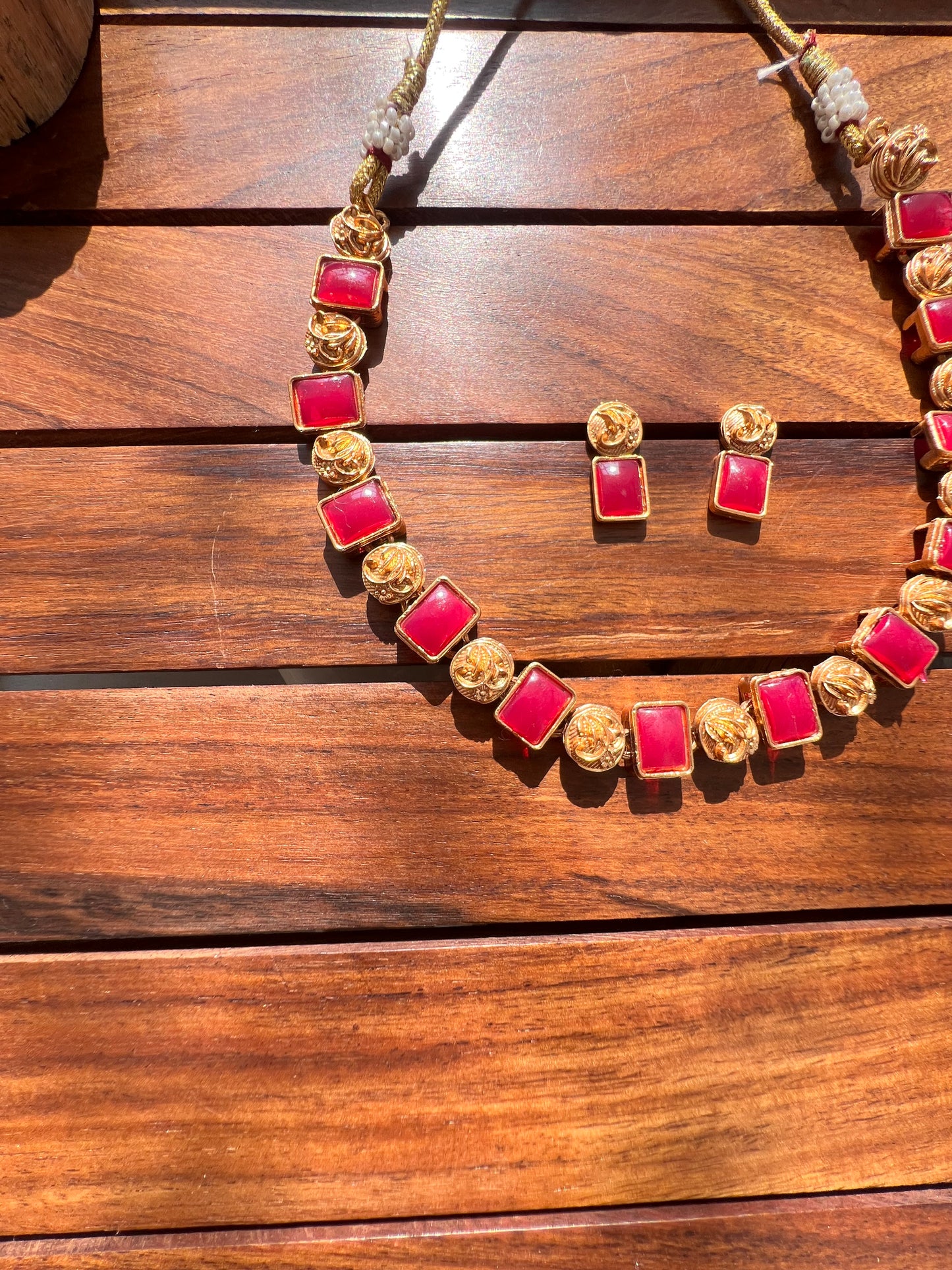 Gold Plated Necklace with Earing Set